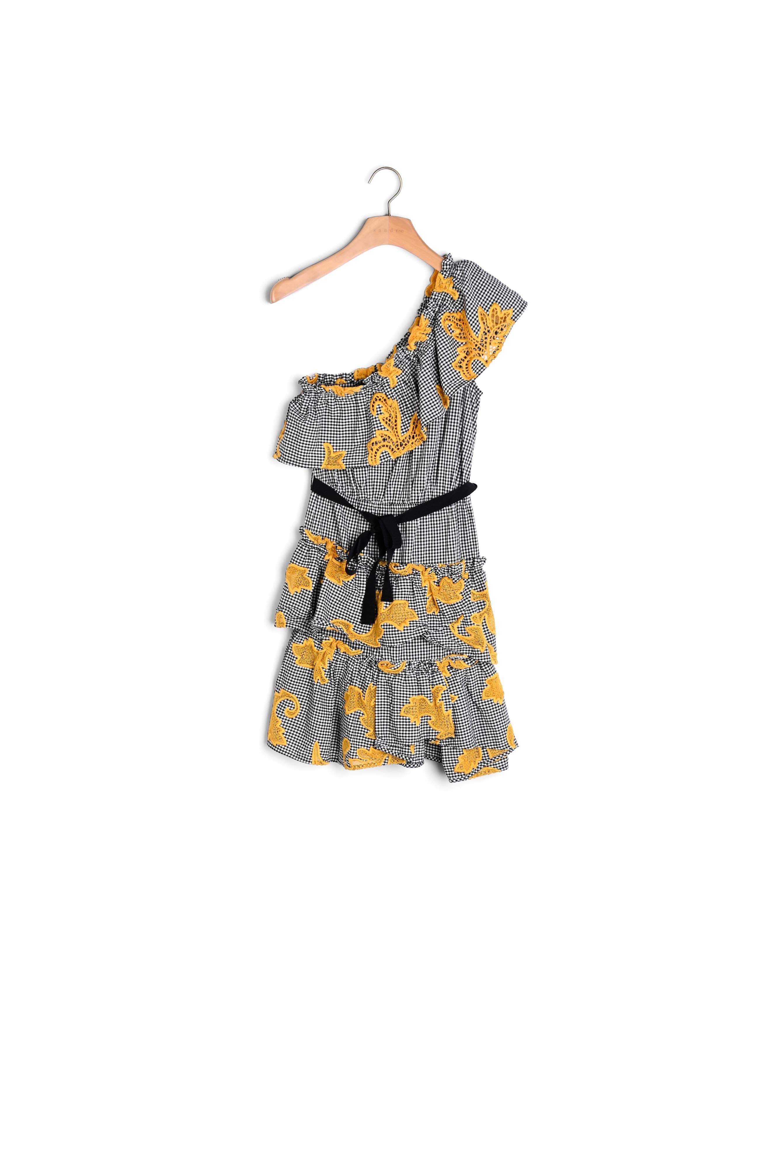 Robe imprimée et volantée asymétrique Sandro seconde main