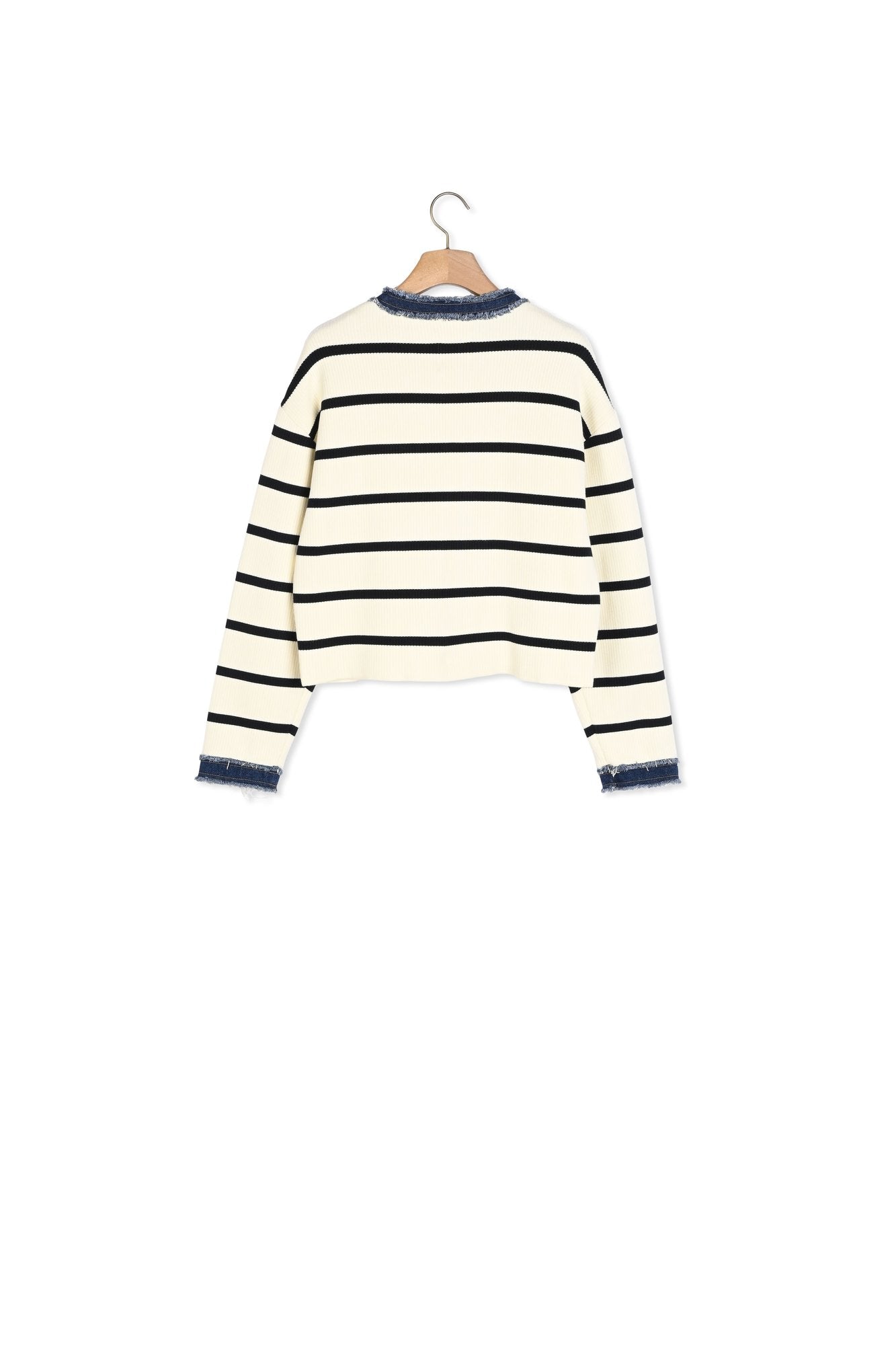 Cardigan rayé à détails denim Sandro seconde main