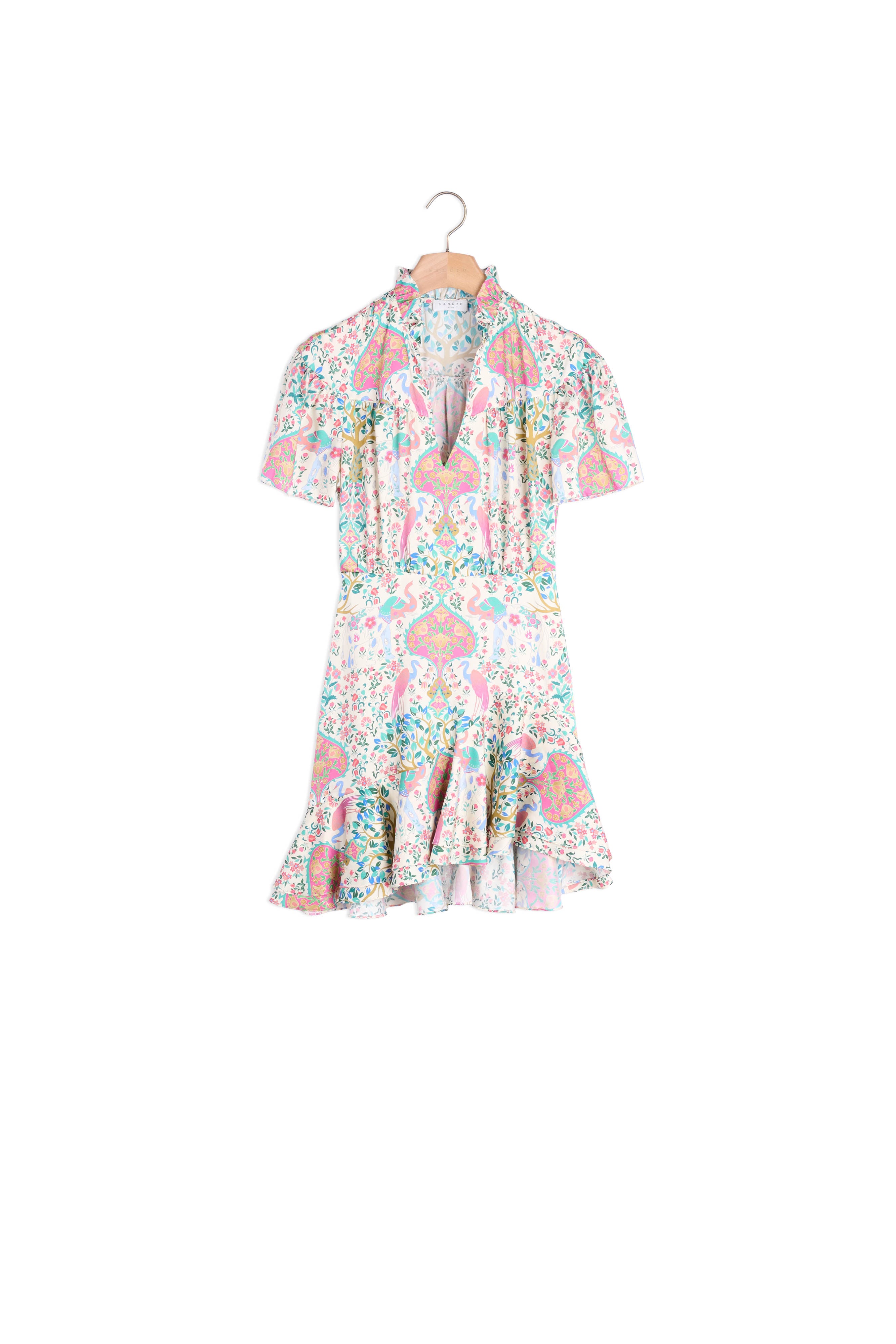 Robe courte imprimée à volants Sandro seconde main