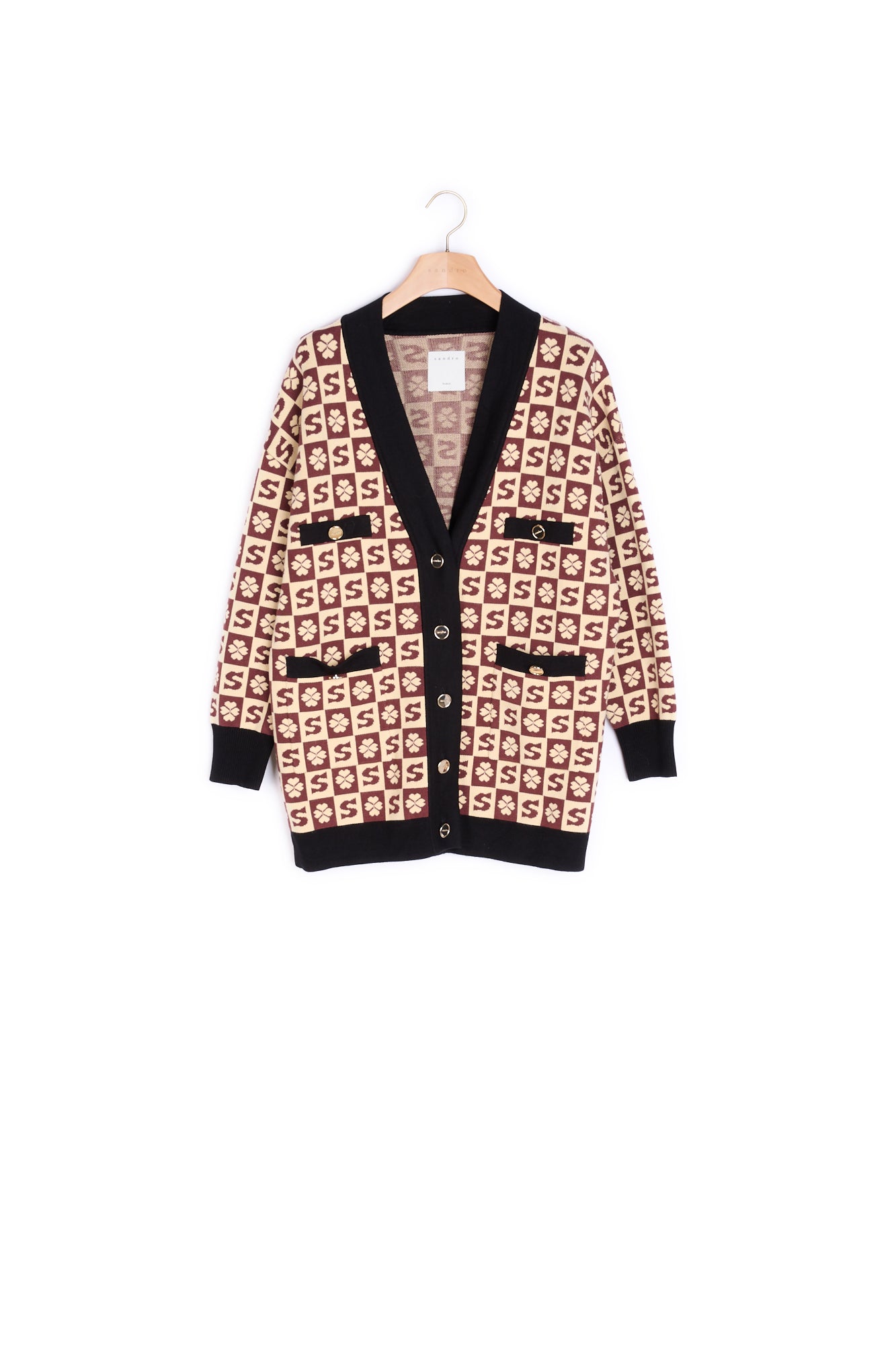 Cardi-coat long à motif jacquard Sandro seconde main