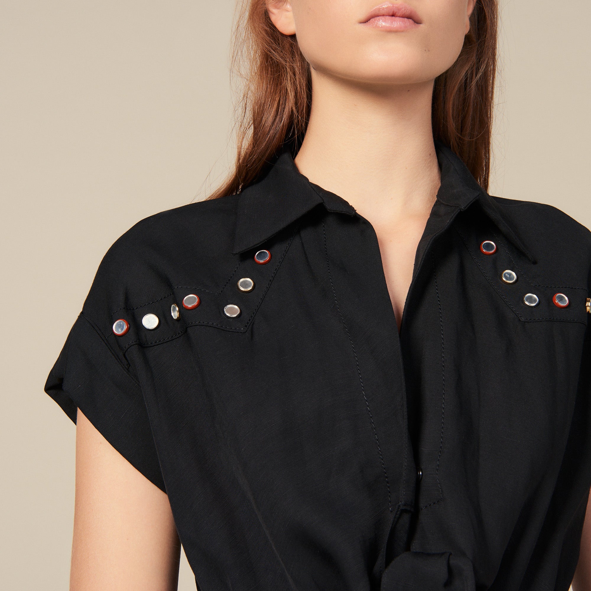 Robe Chemise ornée de studs colorés Sandro seconde main