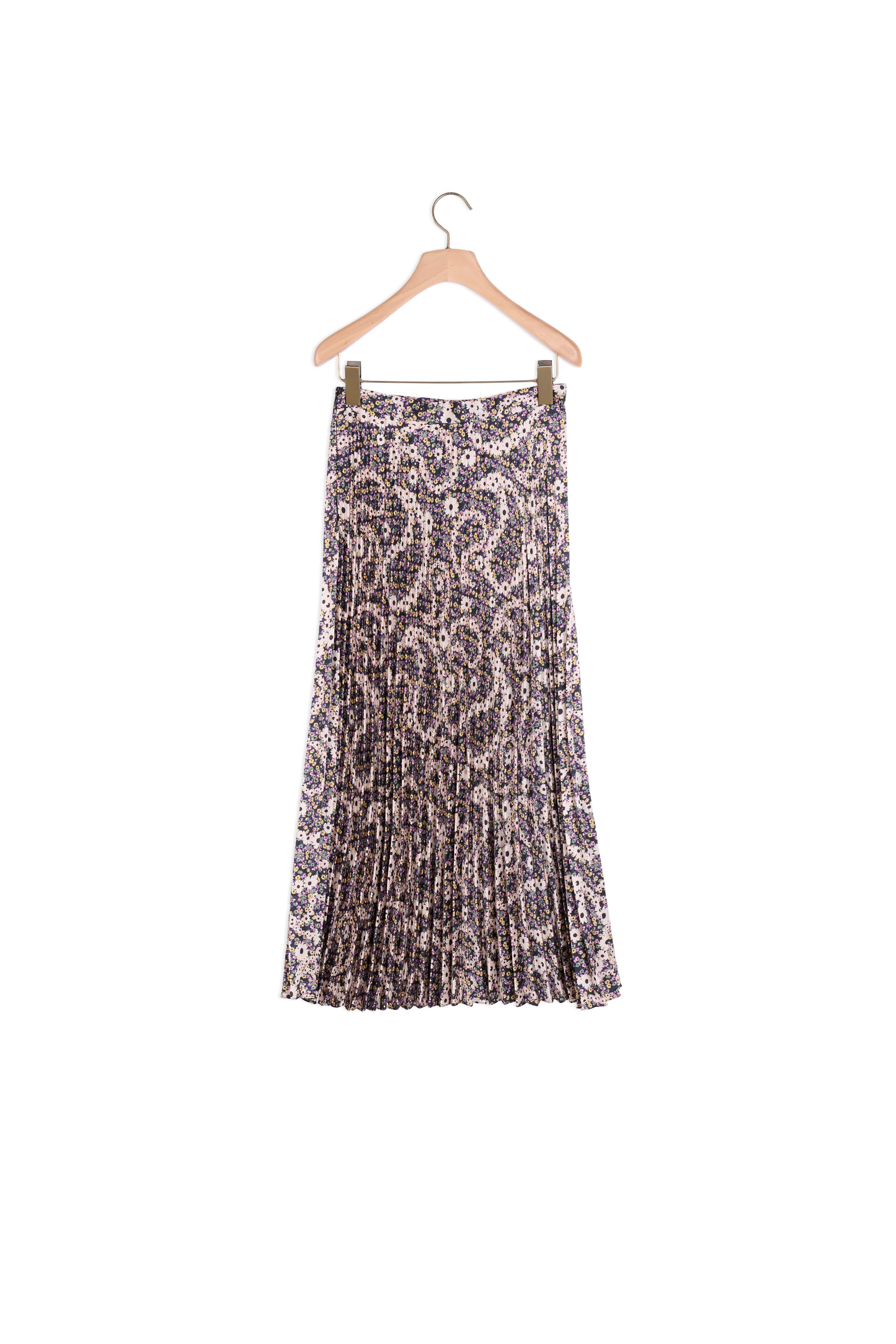 Jupe midi plissée et  imprimée Sandro seconde main