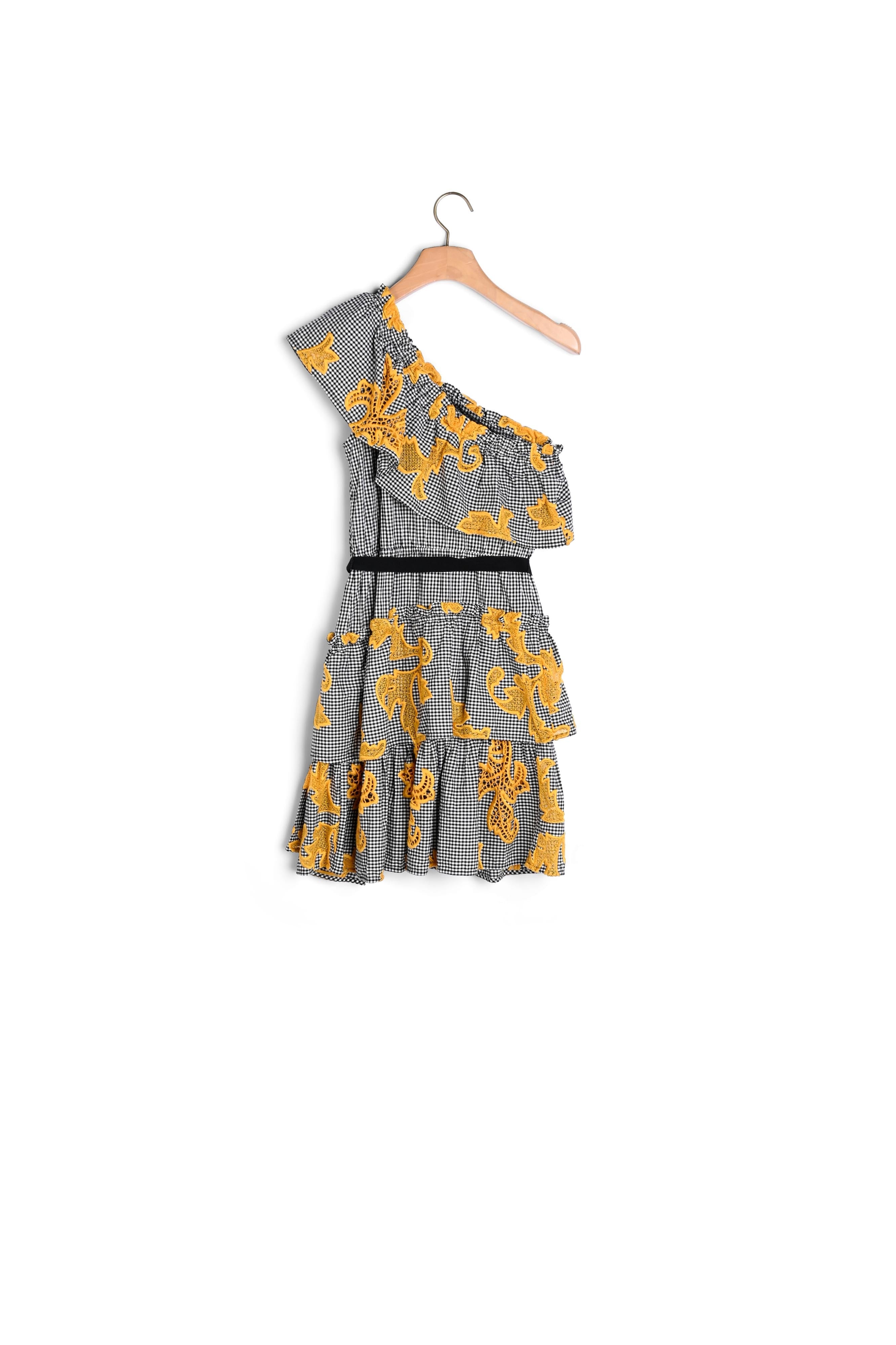 Robe imprimée et volantée asymétrique Sandro seconde main
