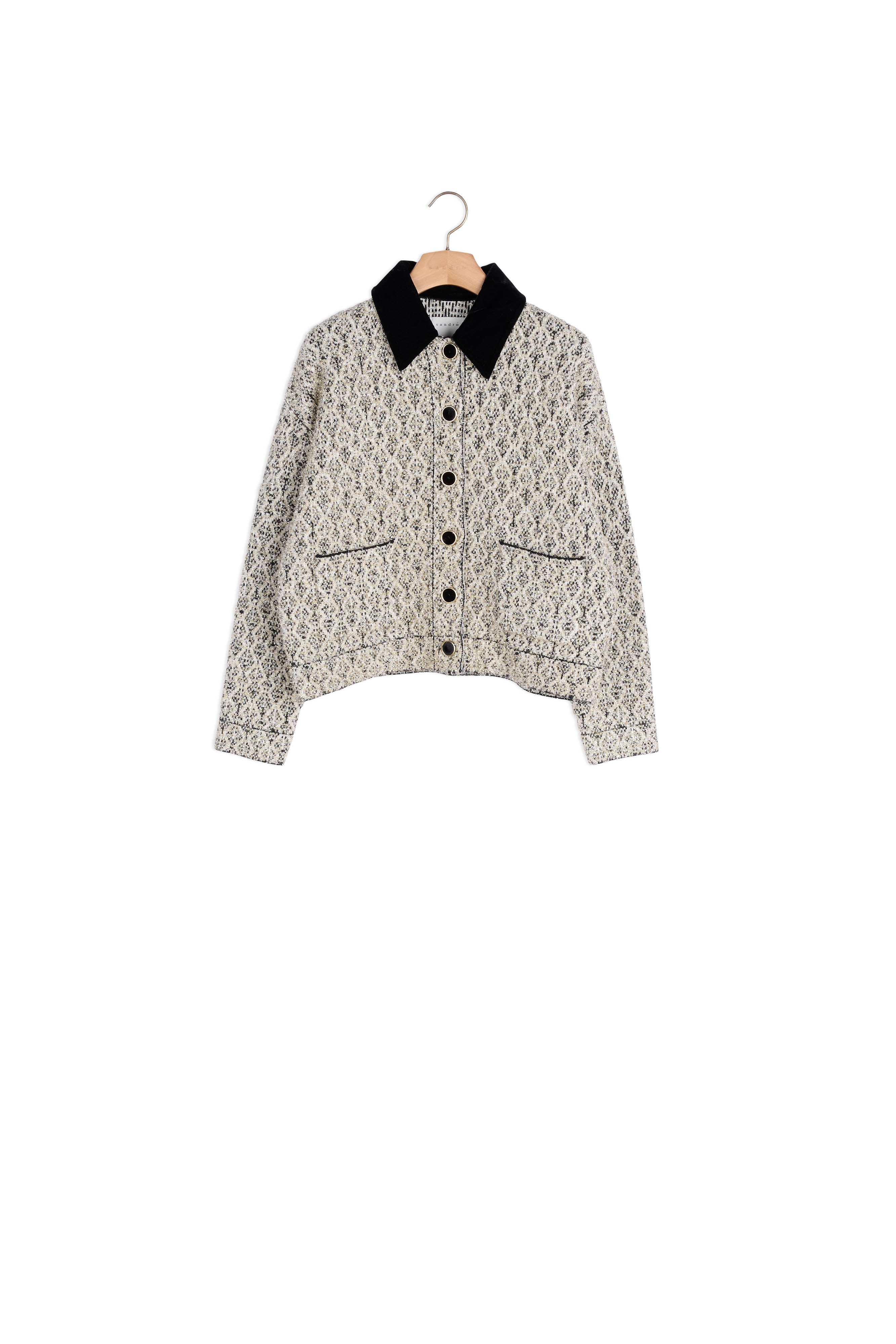 Blouson en tweed lurex et col contrasté Sandro seconde main