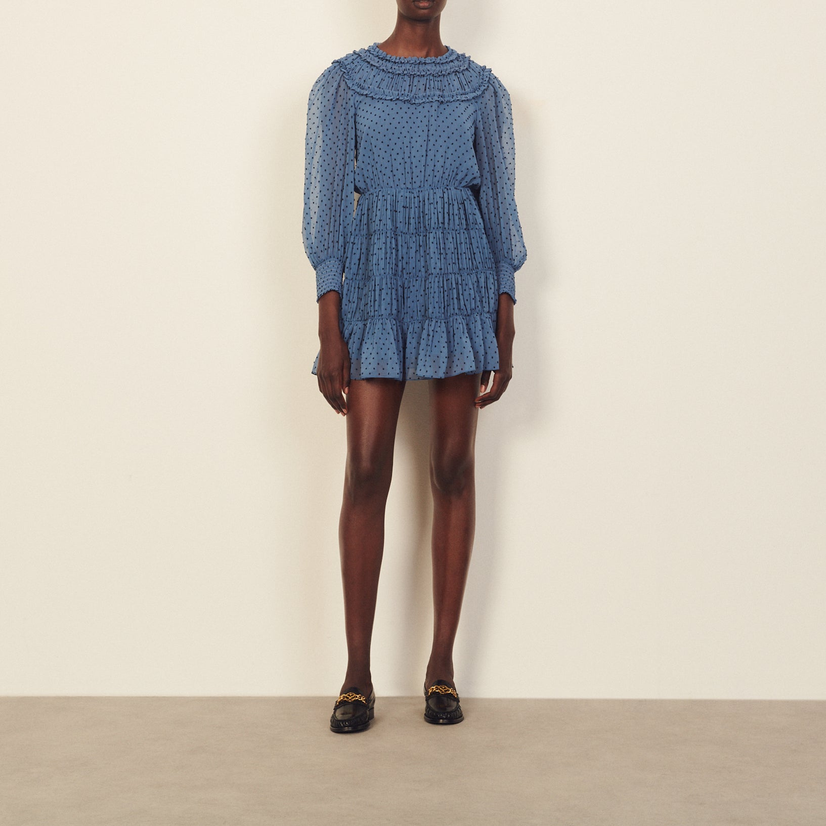 Robe courte drapée et volantée Sandro seconde main