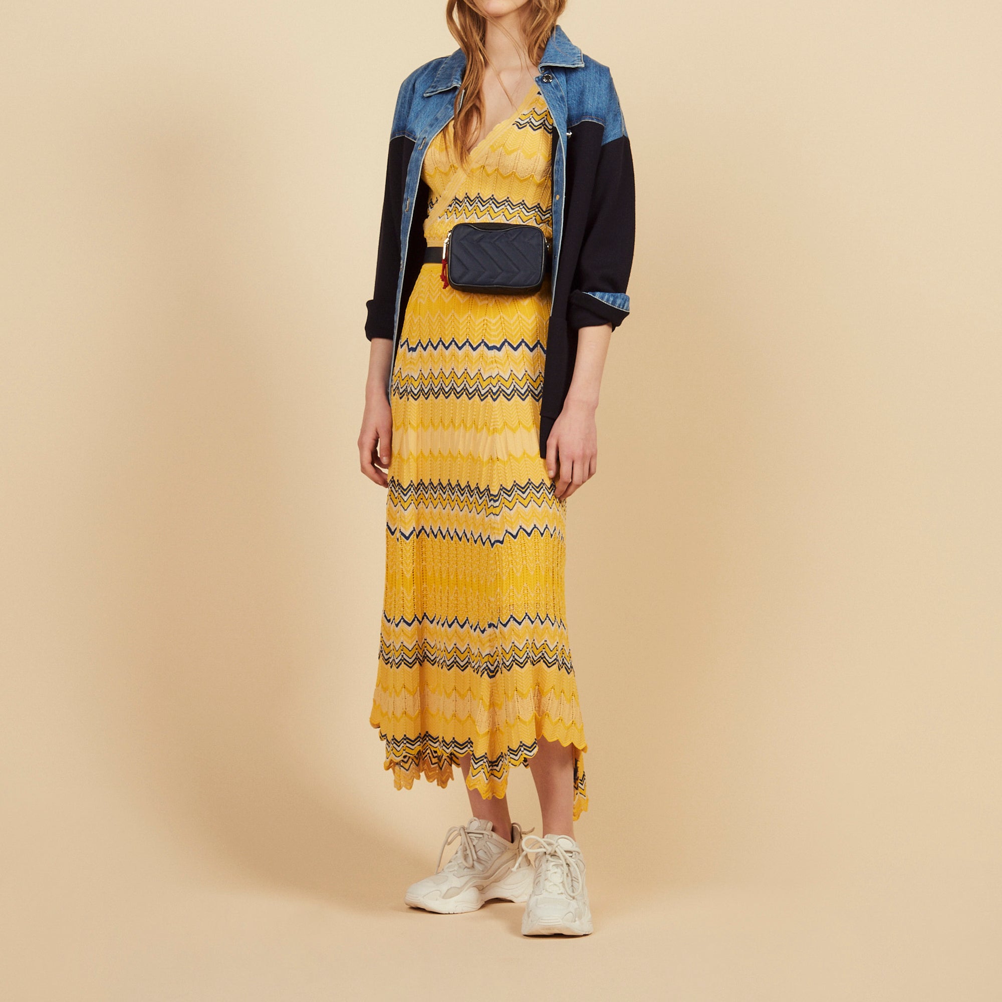 Jupe longue en Maille imprimée zigzag Sandro seconde main