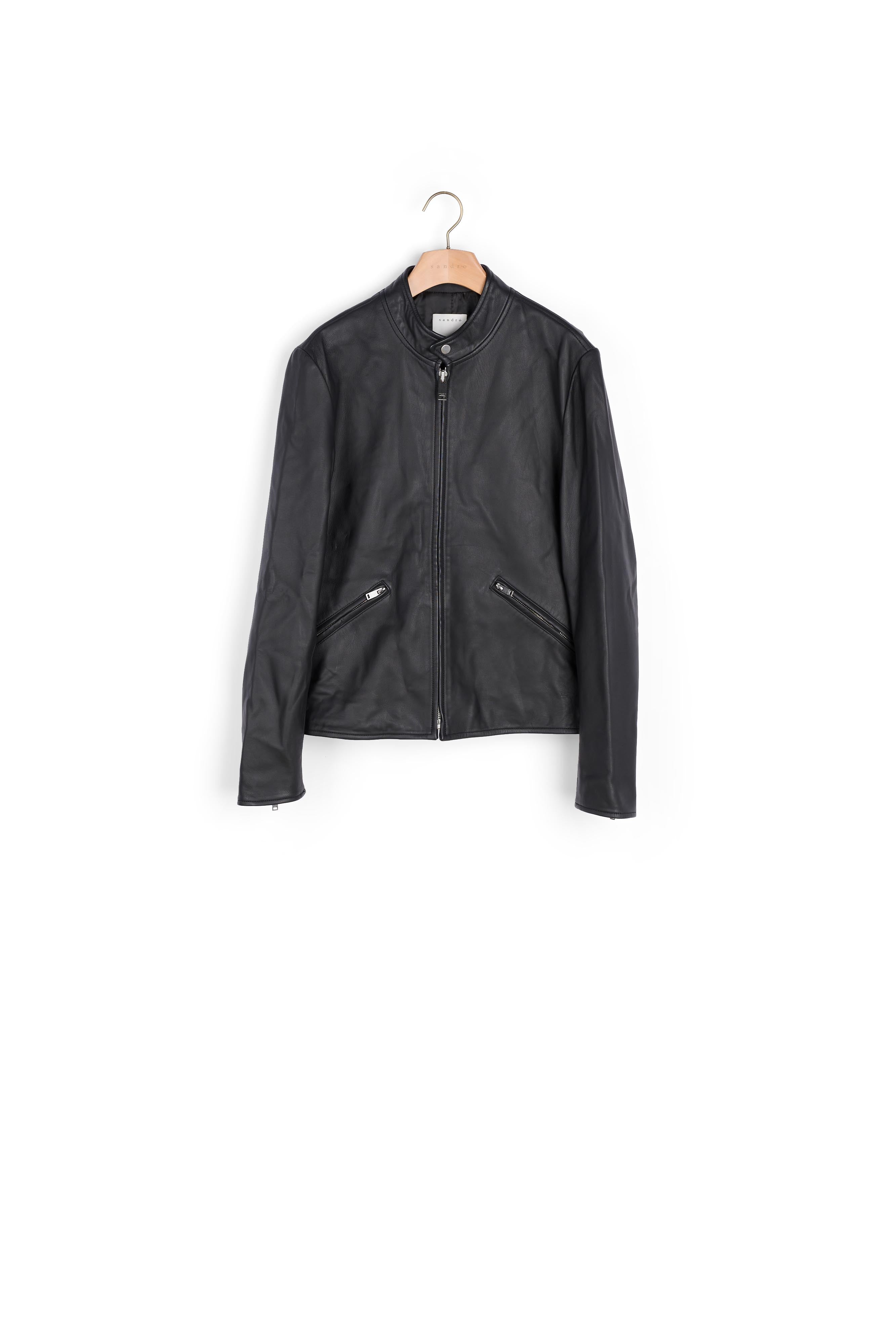 Blouson en cuir zippé Sandro seconde main