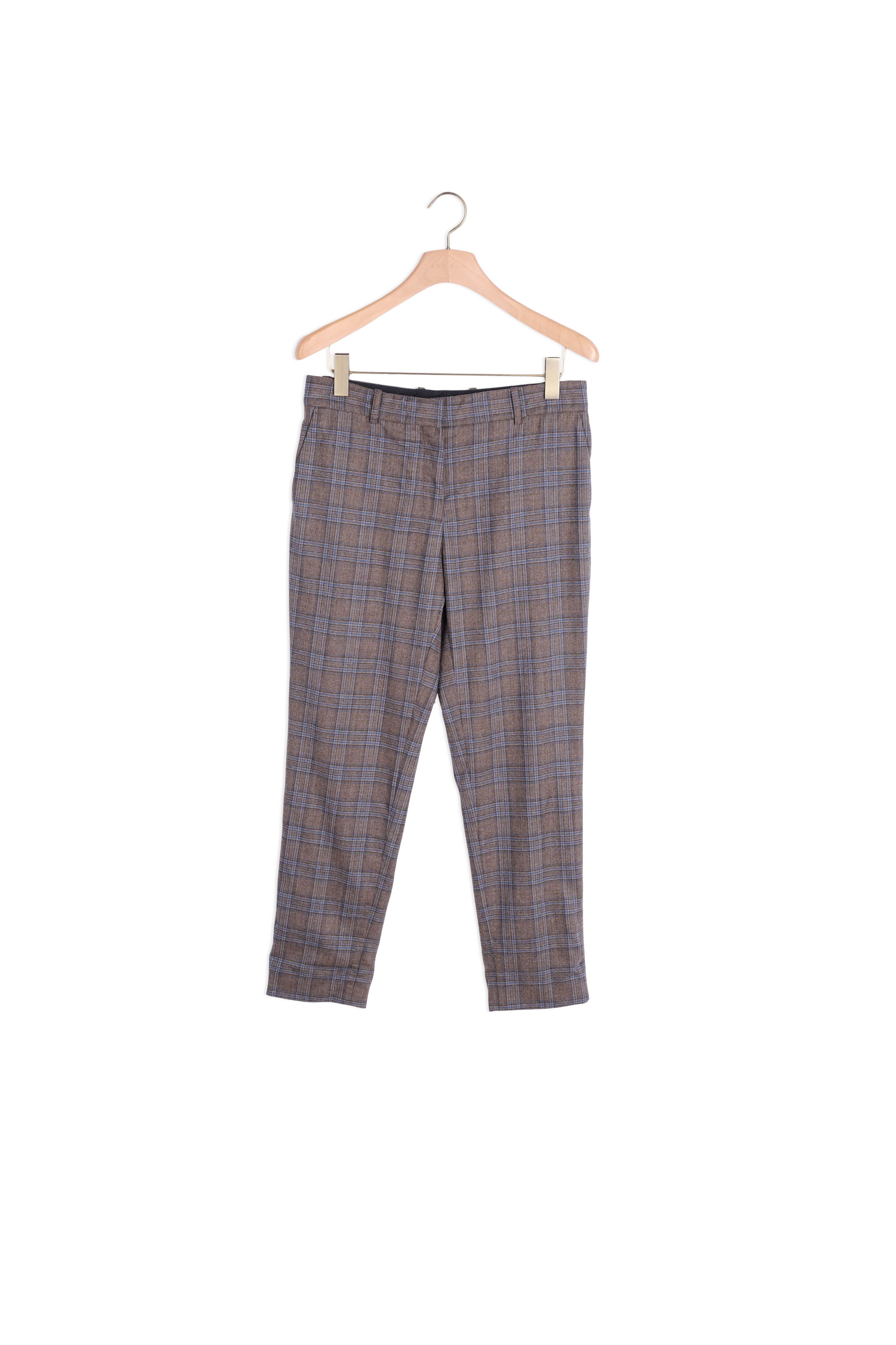 Pantalon droit à carreaux Sandro seconde main