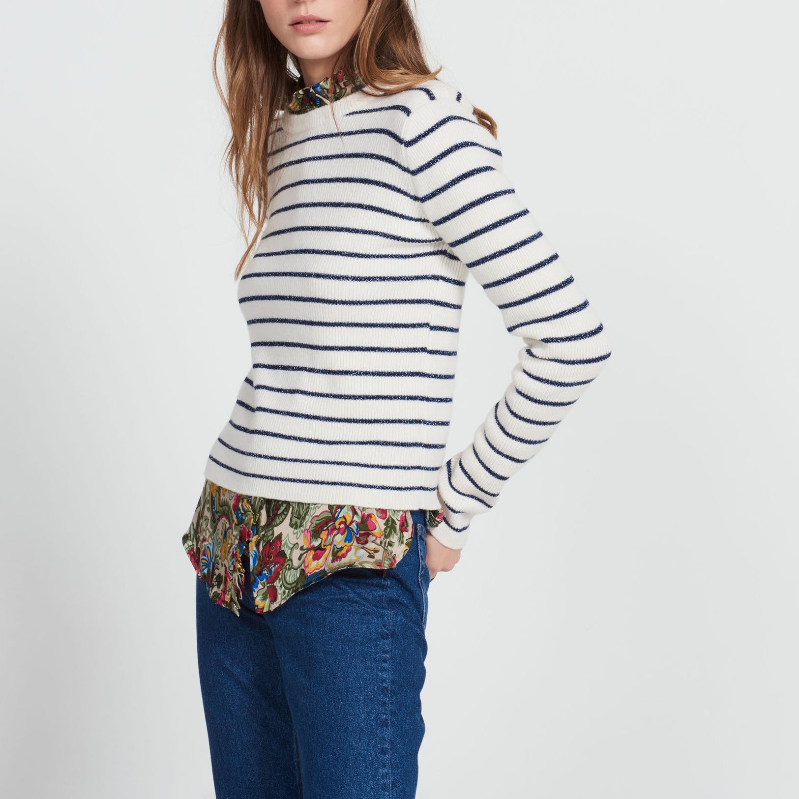 Pull inspiration marinière avec lurex Sandro seconde main