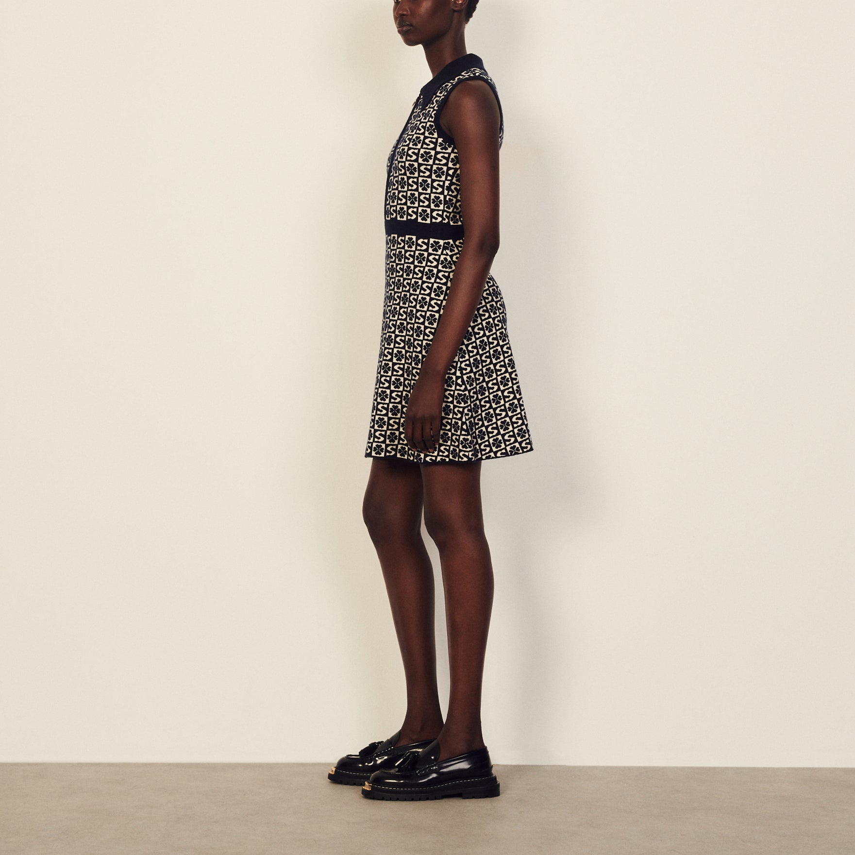 Robe polo sans manches à motif jacquard Sandro seconde main