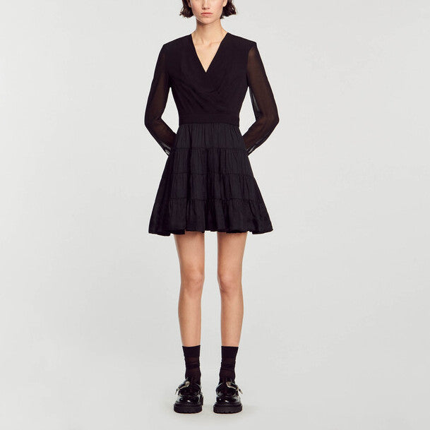 Robe courte fluide bimatières Sandro seconde main