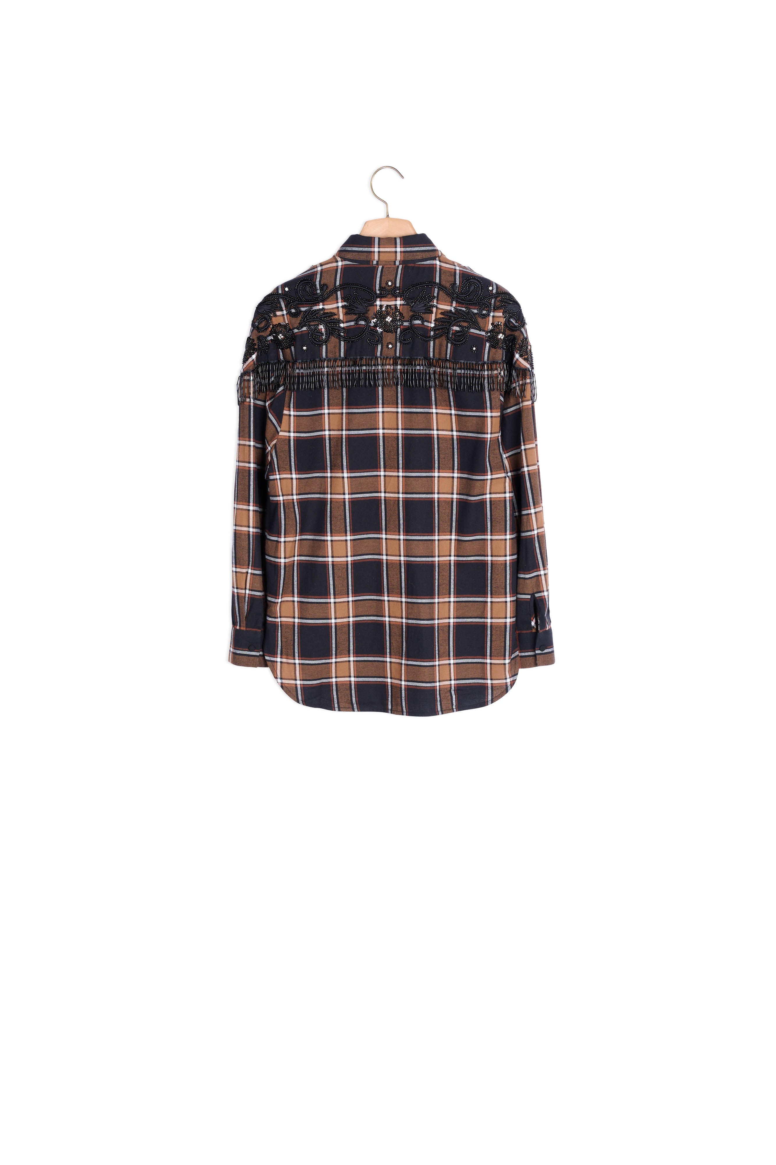 Chemise à carreaux et broderies western Sandro seconde main