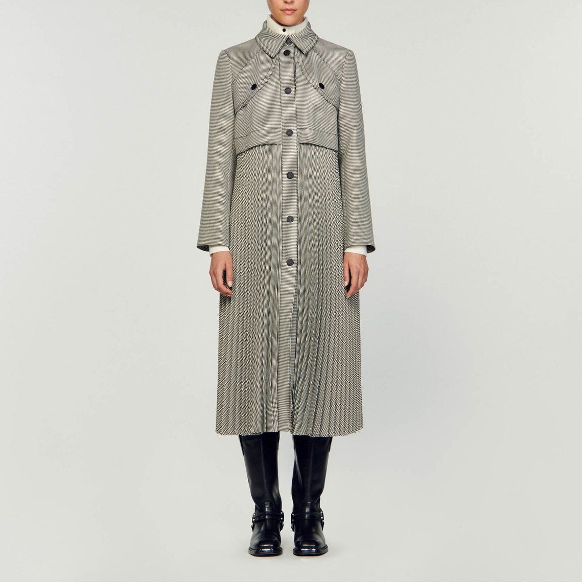 Trench pied-de-poule Sandro seconde main