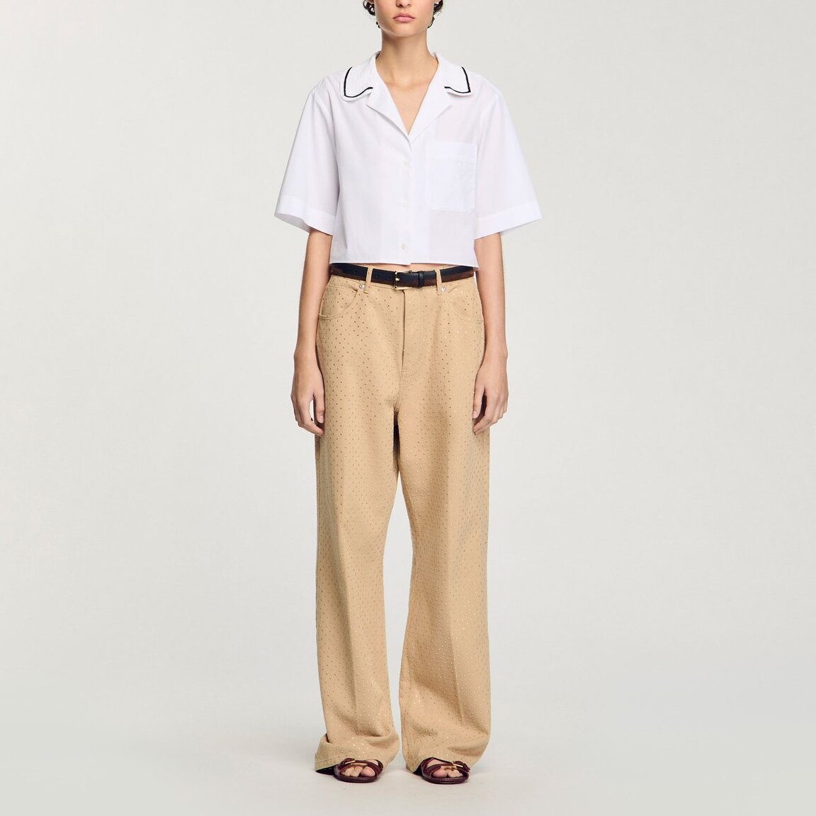 Chemise à col en crochet Sandro seconde main