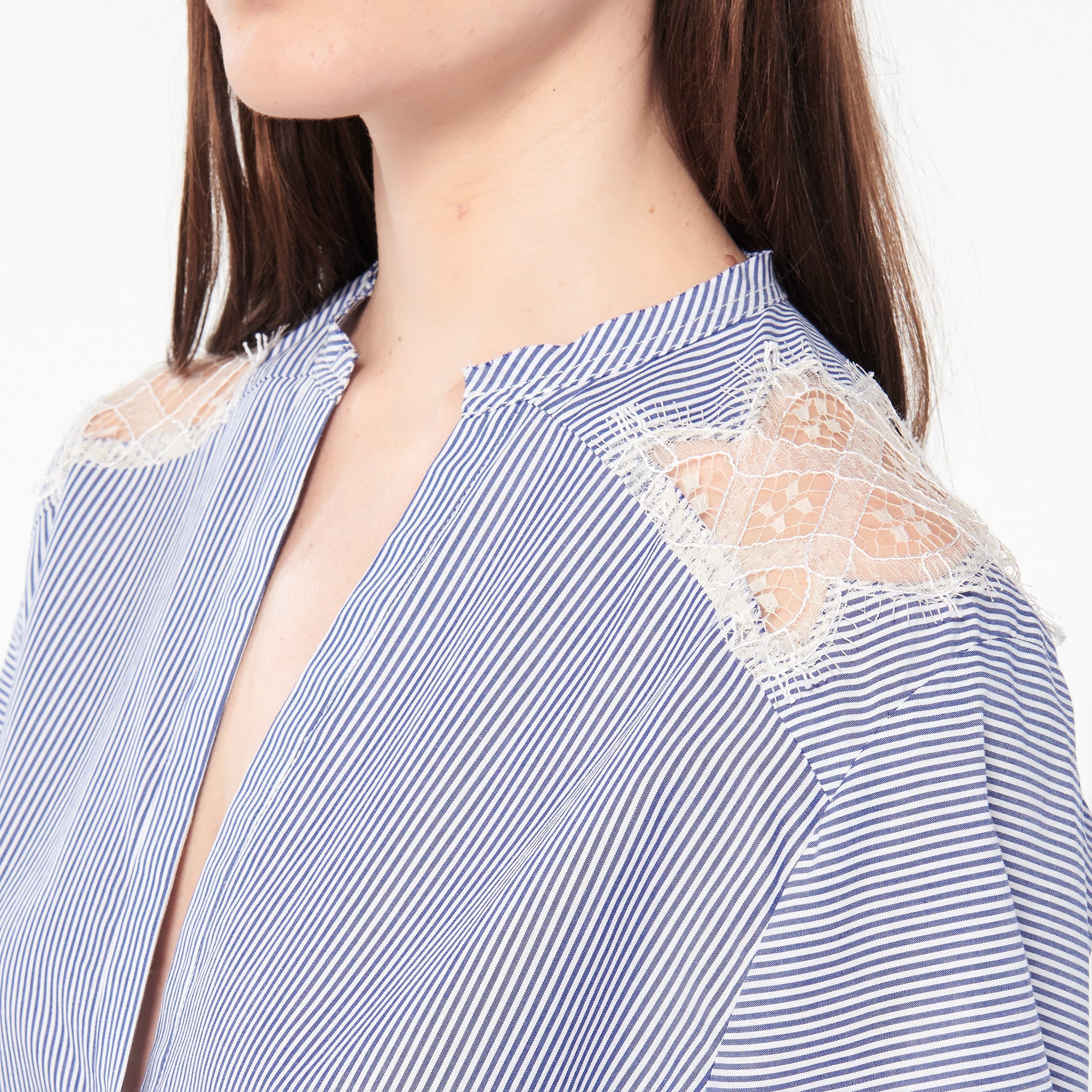 Robe tunique à rayures et dentelle Sandro seconde main