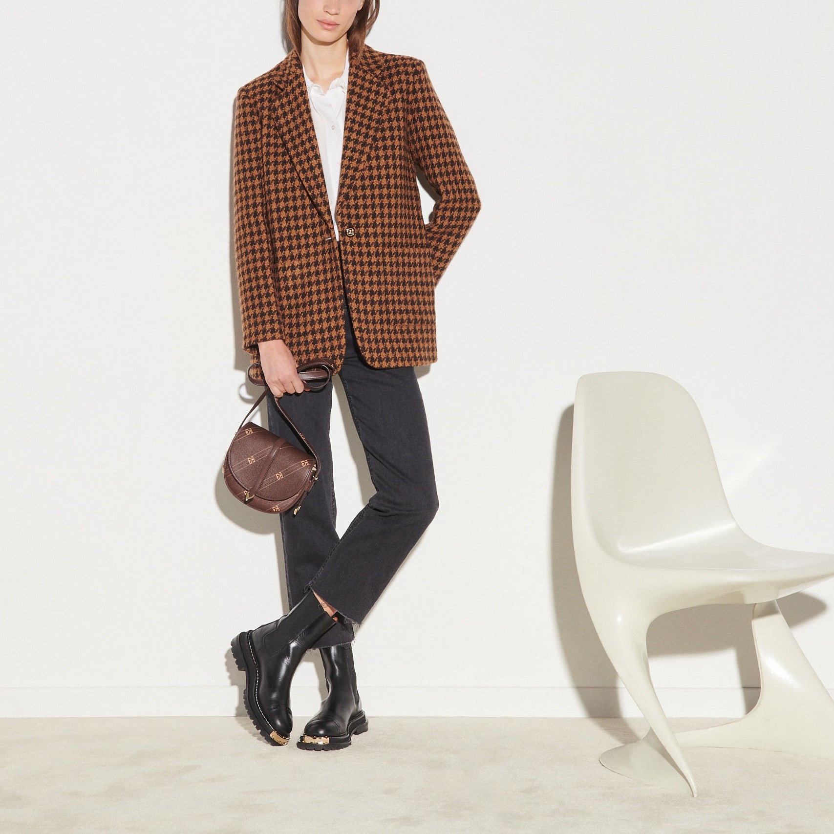 Veste de tailleur tissu pied de coq Sandro seconde main