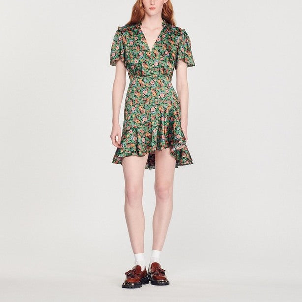 Robe à manches courtes imprimé fleuri Sandro seconde main