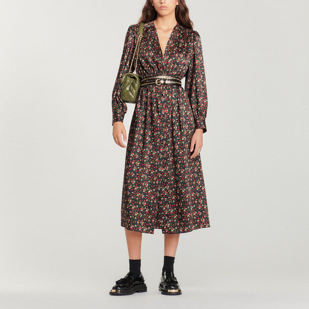 Robe longue fluide imprimé fleuri Sandro seconde main