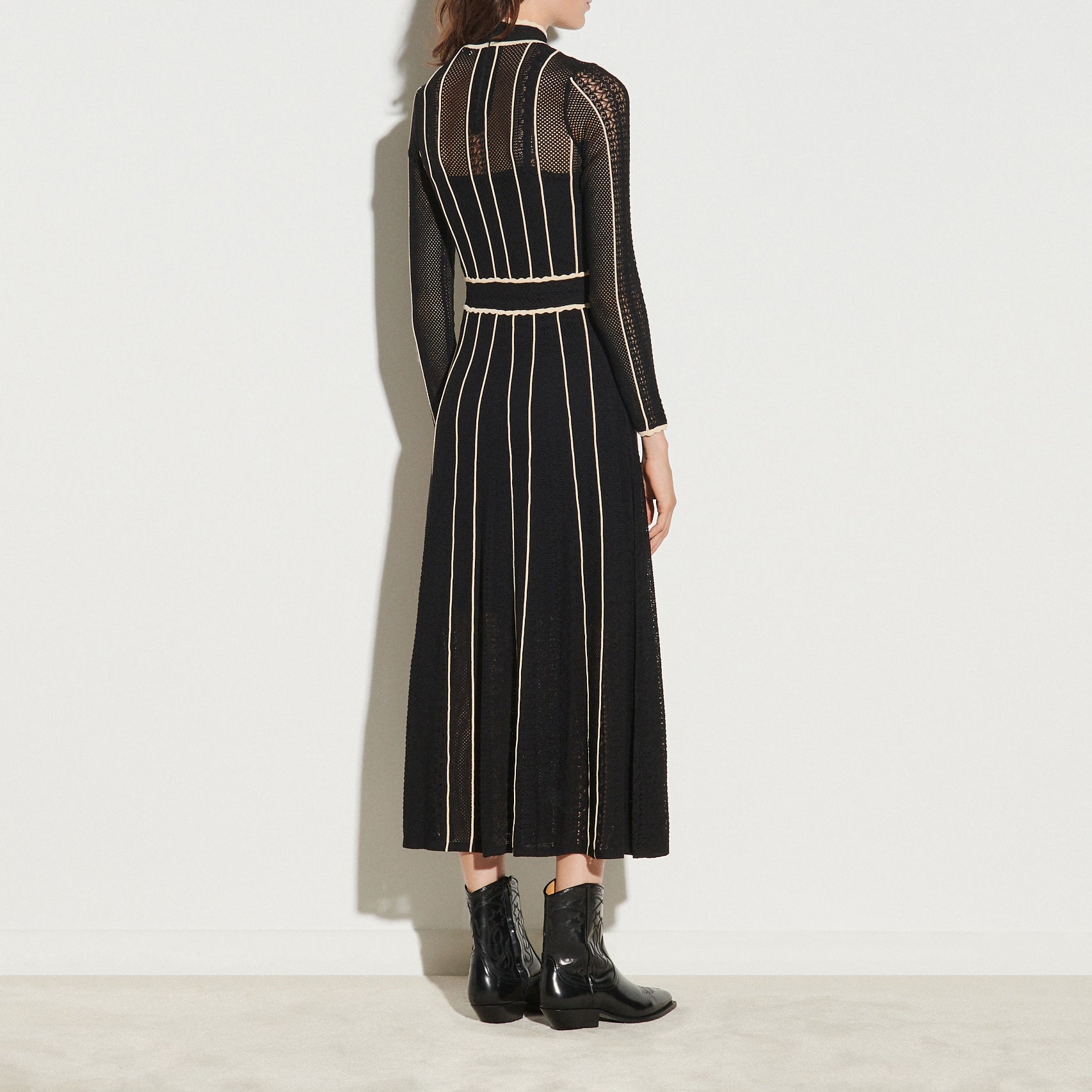 Robe longue en pointelle bicolore Sandro seconde main
