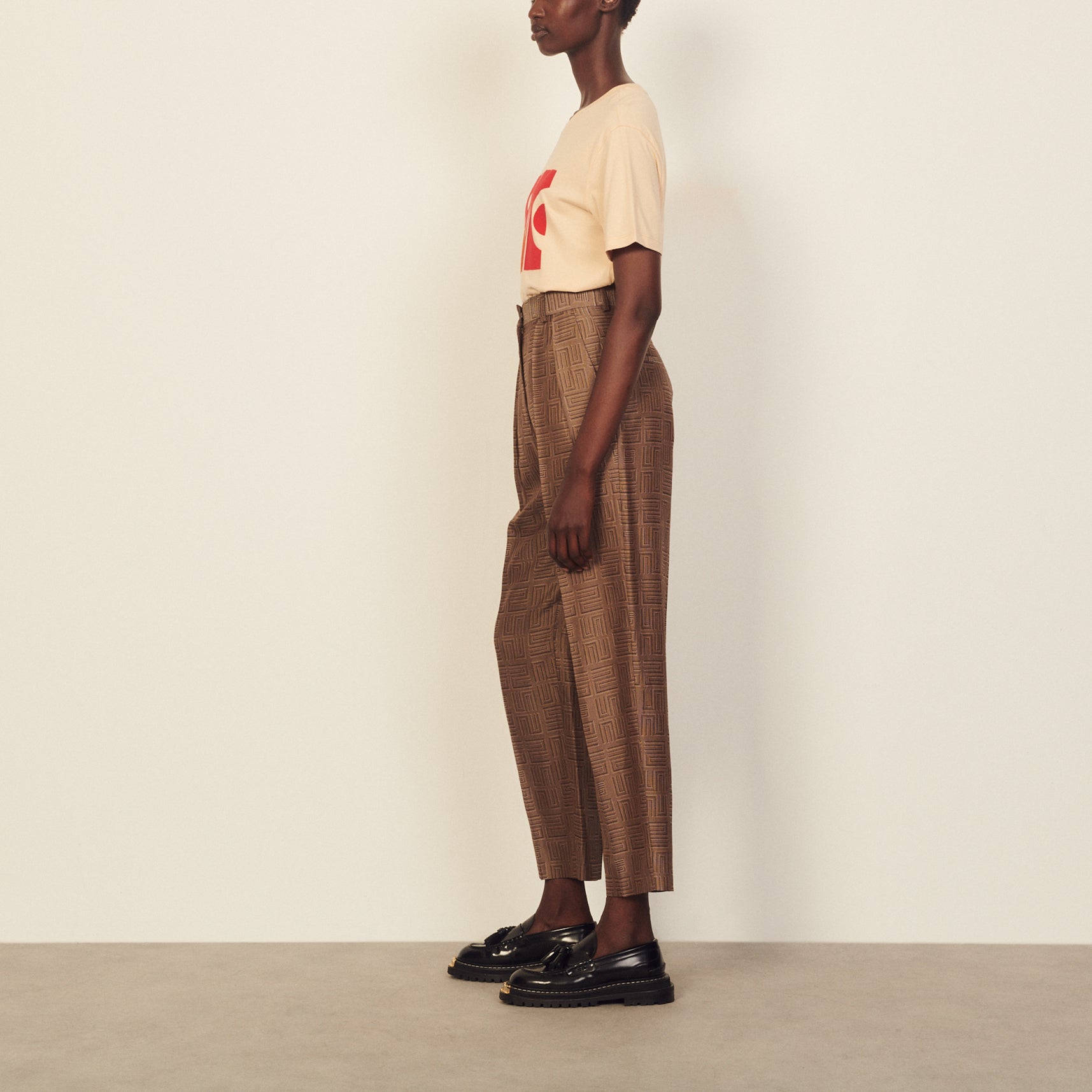 Pantalon en jacquard à taille haute Sandro seconde main