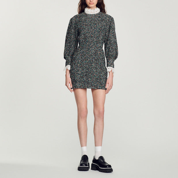 Robe en tweed à galon au col Sandro seconde main