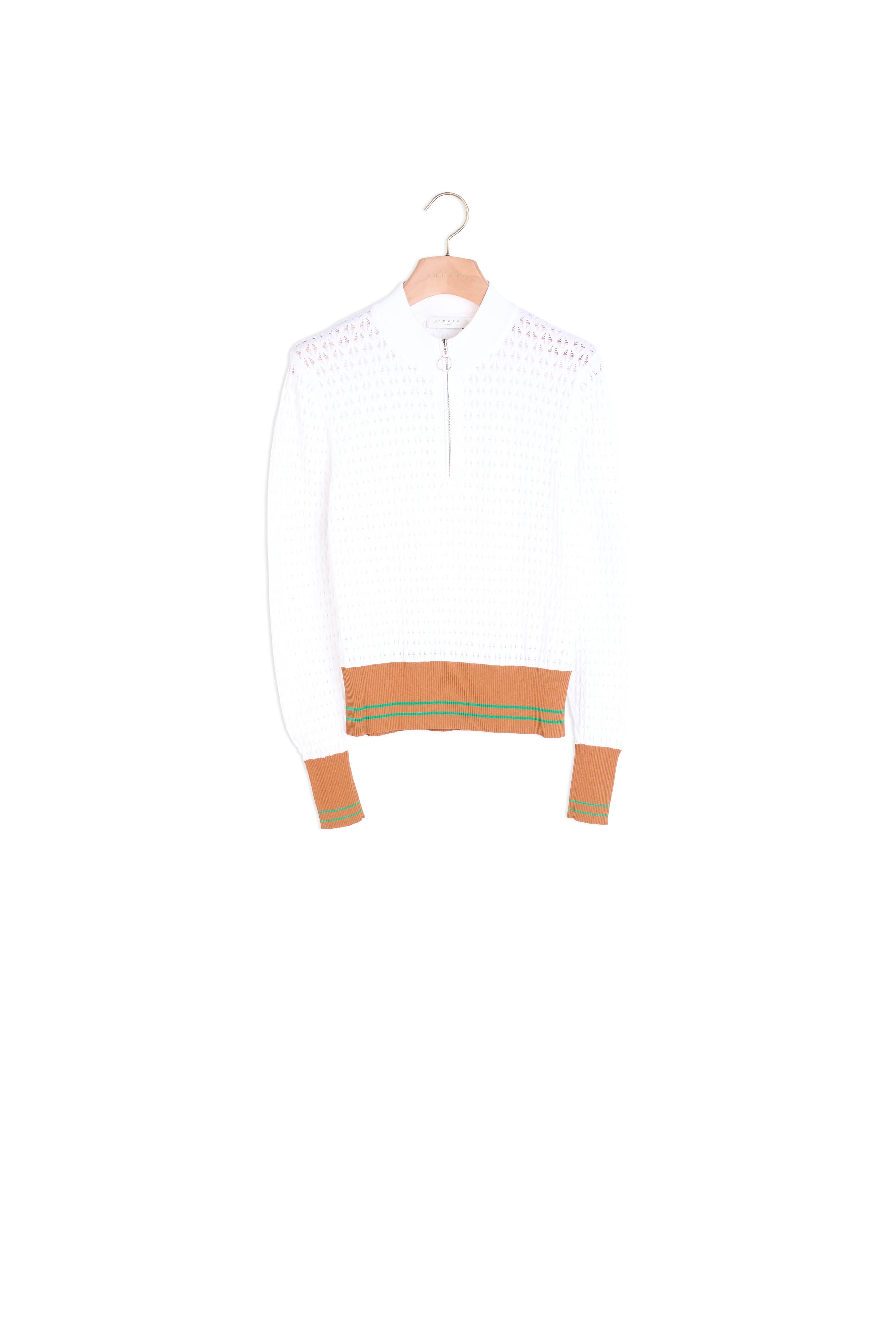 Pull ajouré avec col montant zippé Sandro seconde main