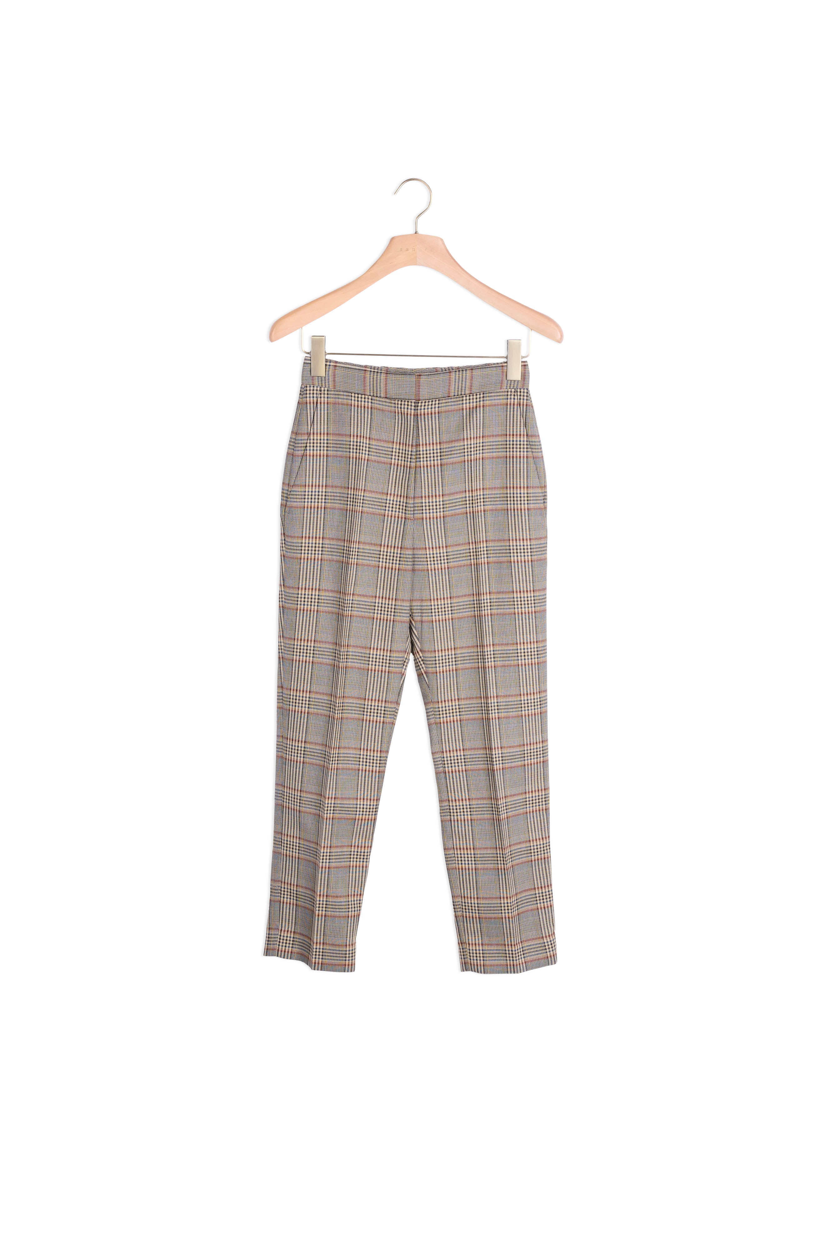 Pantalon droit à carreaux Sandro seconde main