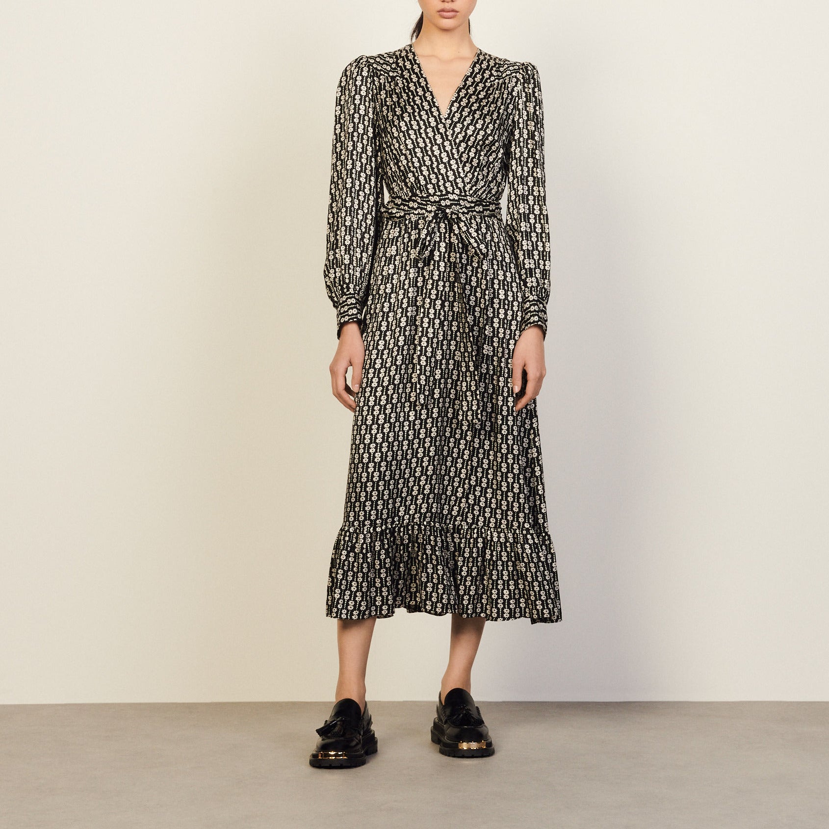 Robe imprimé noir et blanc Sandro seconde main