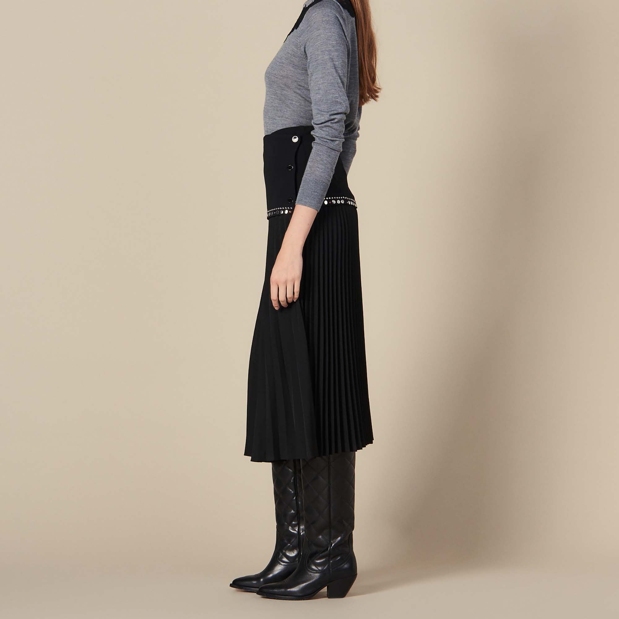 Jupe longue portefeuille plissée Sandro seconde main