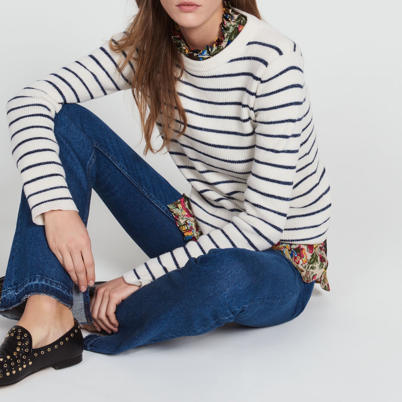 Pull inspiration marinière avec lurex Sandro seconde main