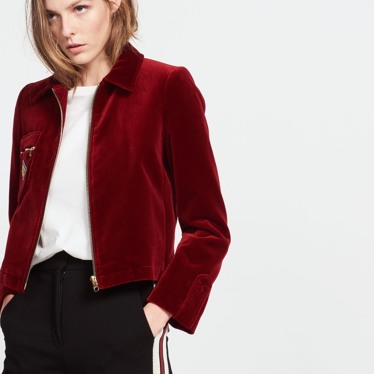 Veste en velours avec patch brodé Sandro seconde main