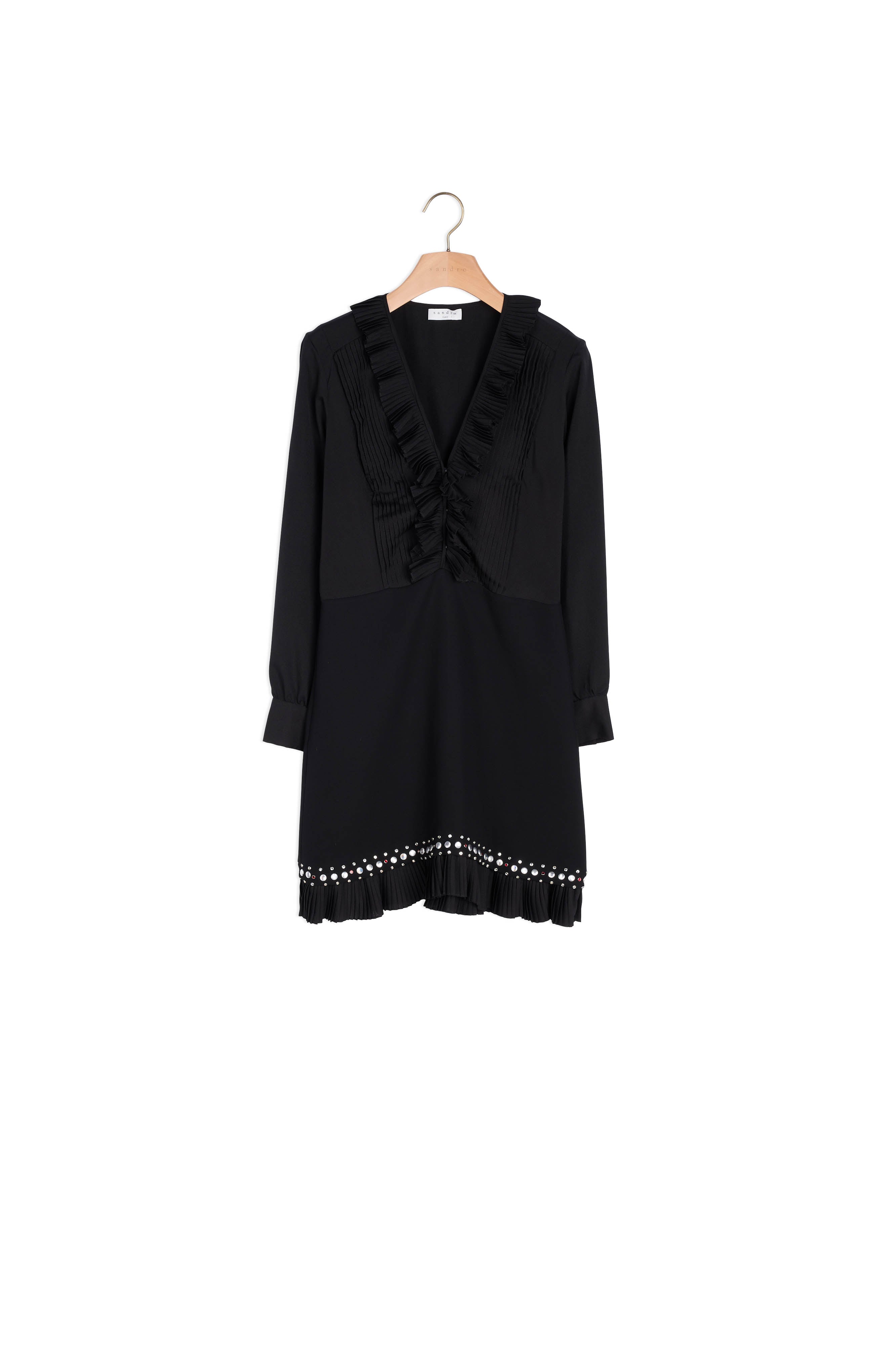 Robe courte ornée de plissés et studs Sandro seconde main