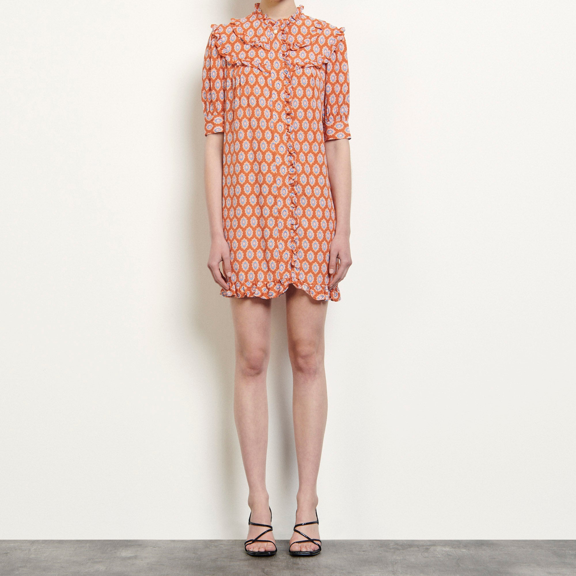 Robe courte imprimée avec volants Sandro seconde main