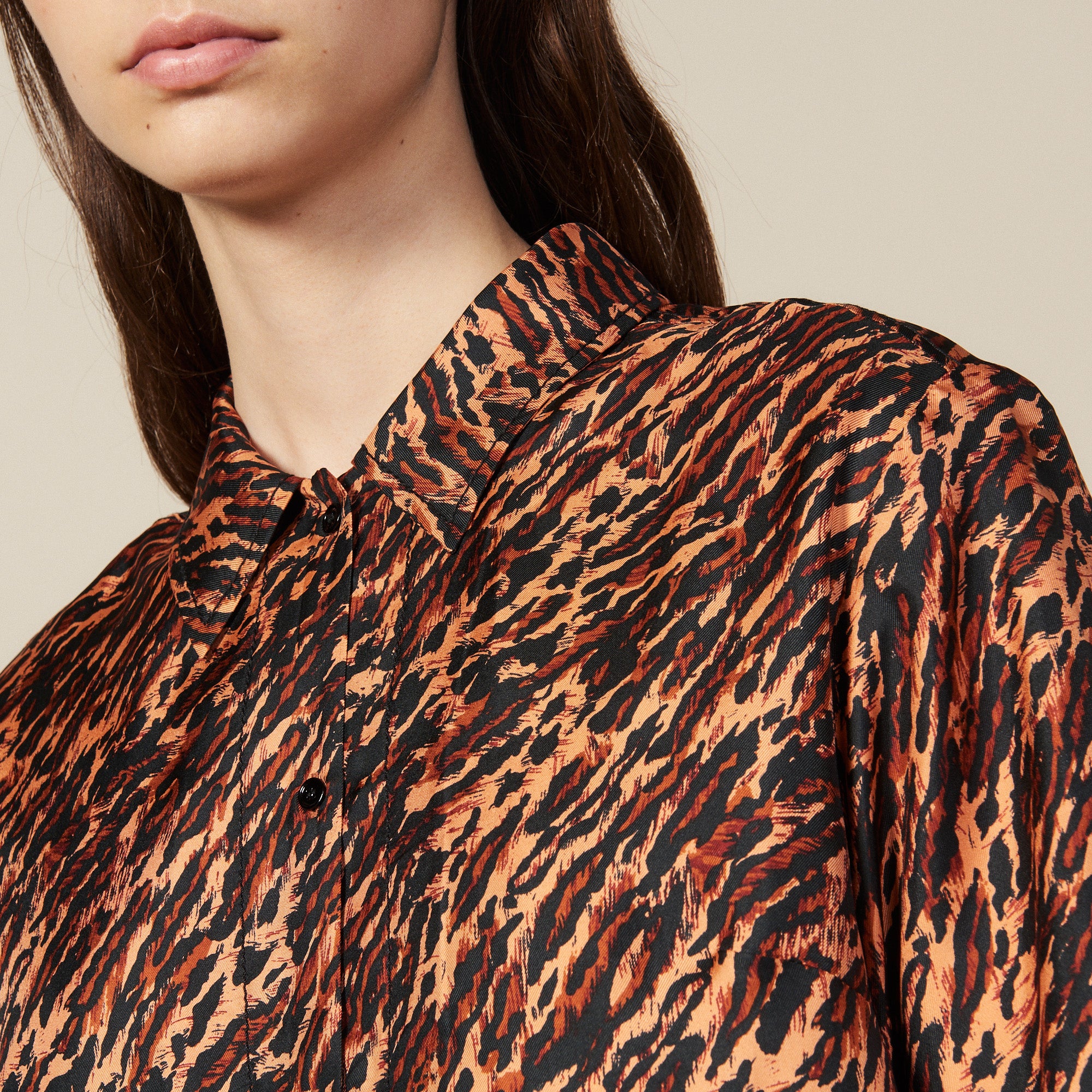 Chemise imprimée en twill de soie Sandro seconde main