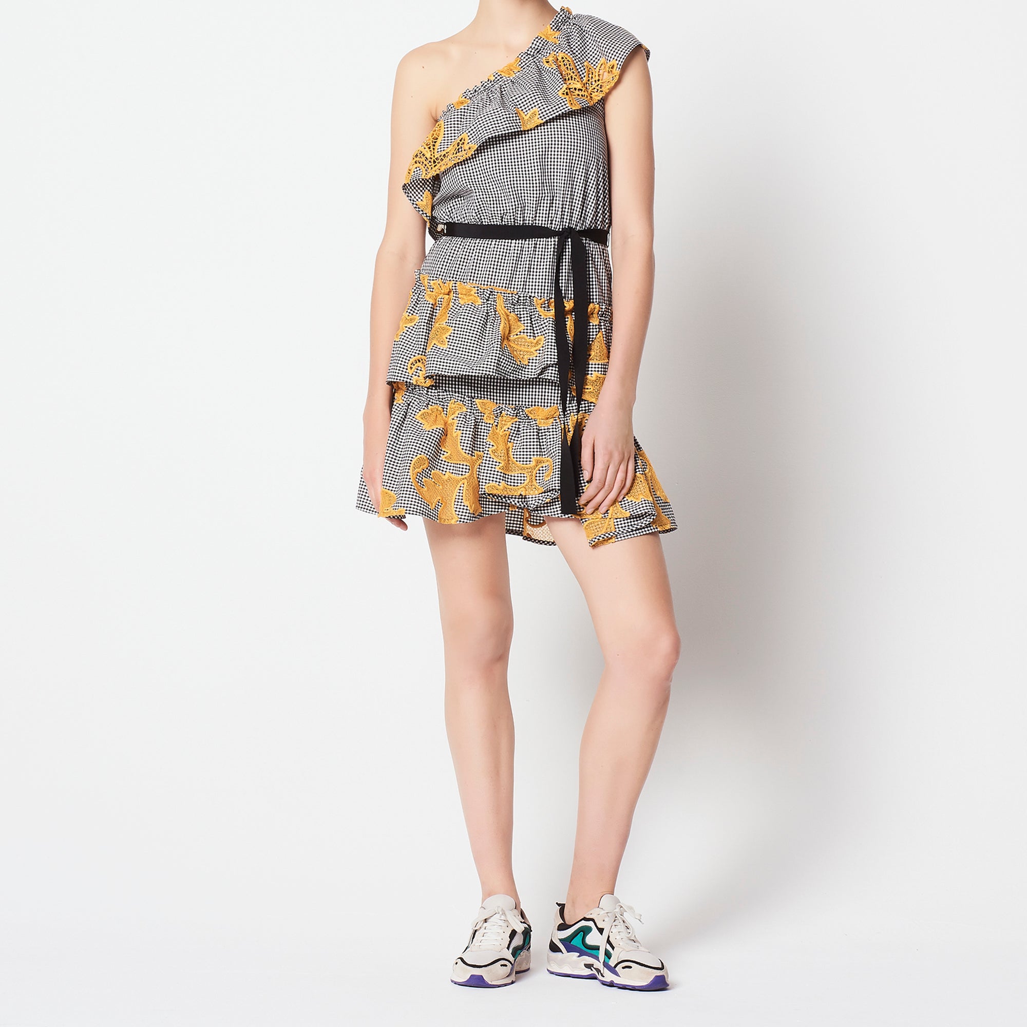 Robe imprimée et volantée asymétrique Sandro seconde main