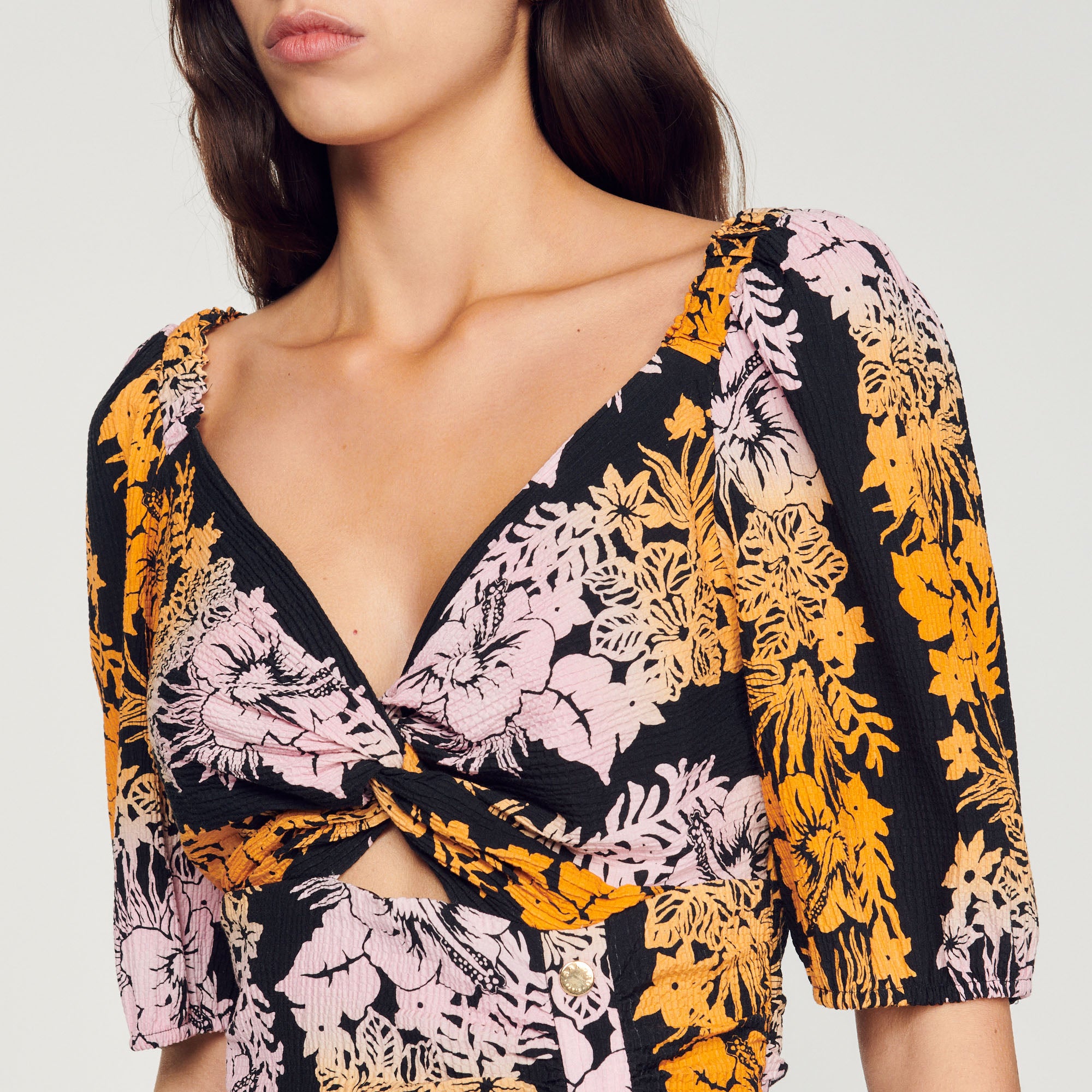 Robe courte imprimé Hawaï Sandro seconde main
