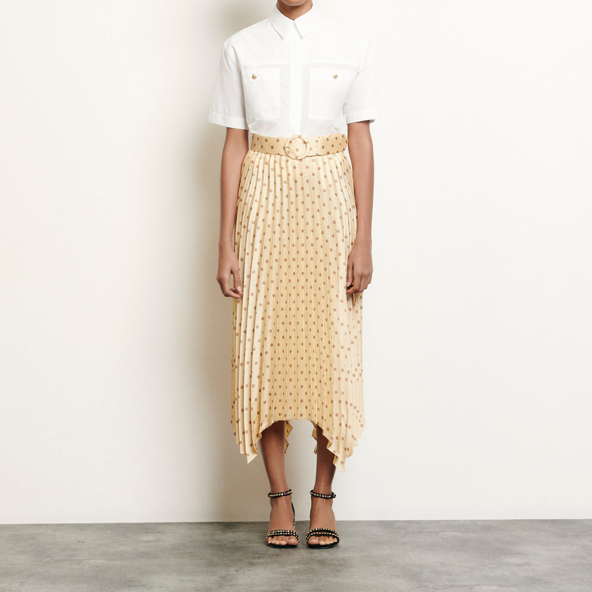 Jupe plissée et imprimée à ceinture Sandro seconde main