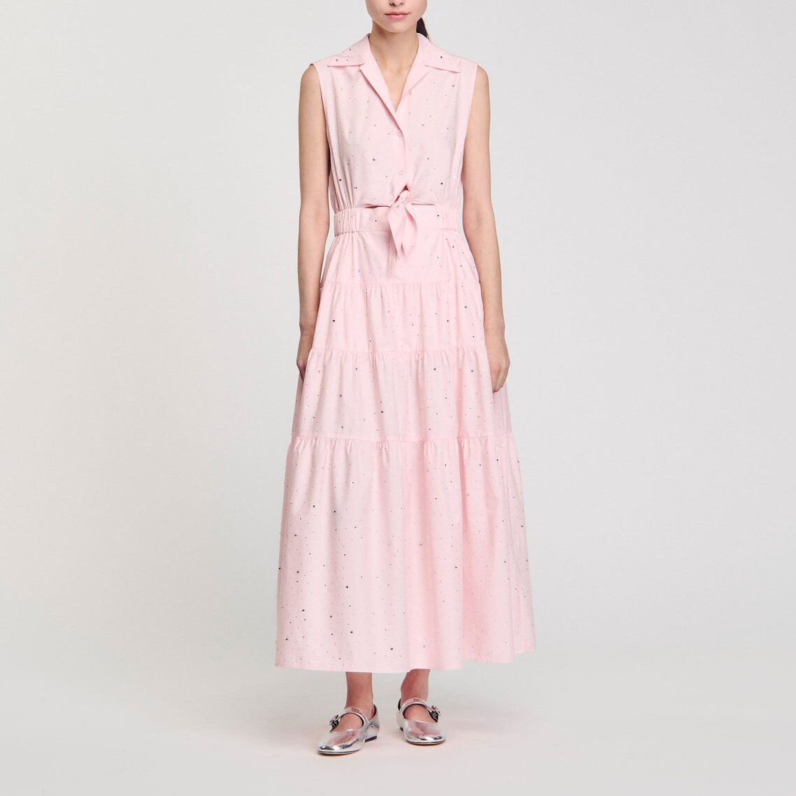 Robe longue nouée ornée de strass Sandro seconde main