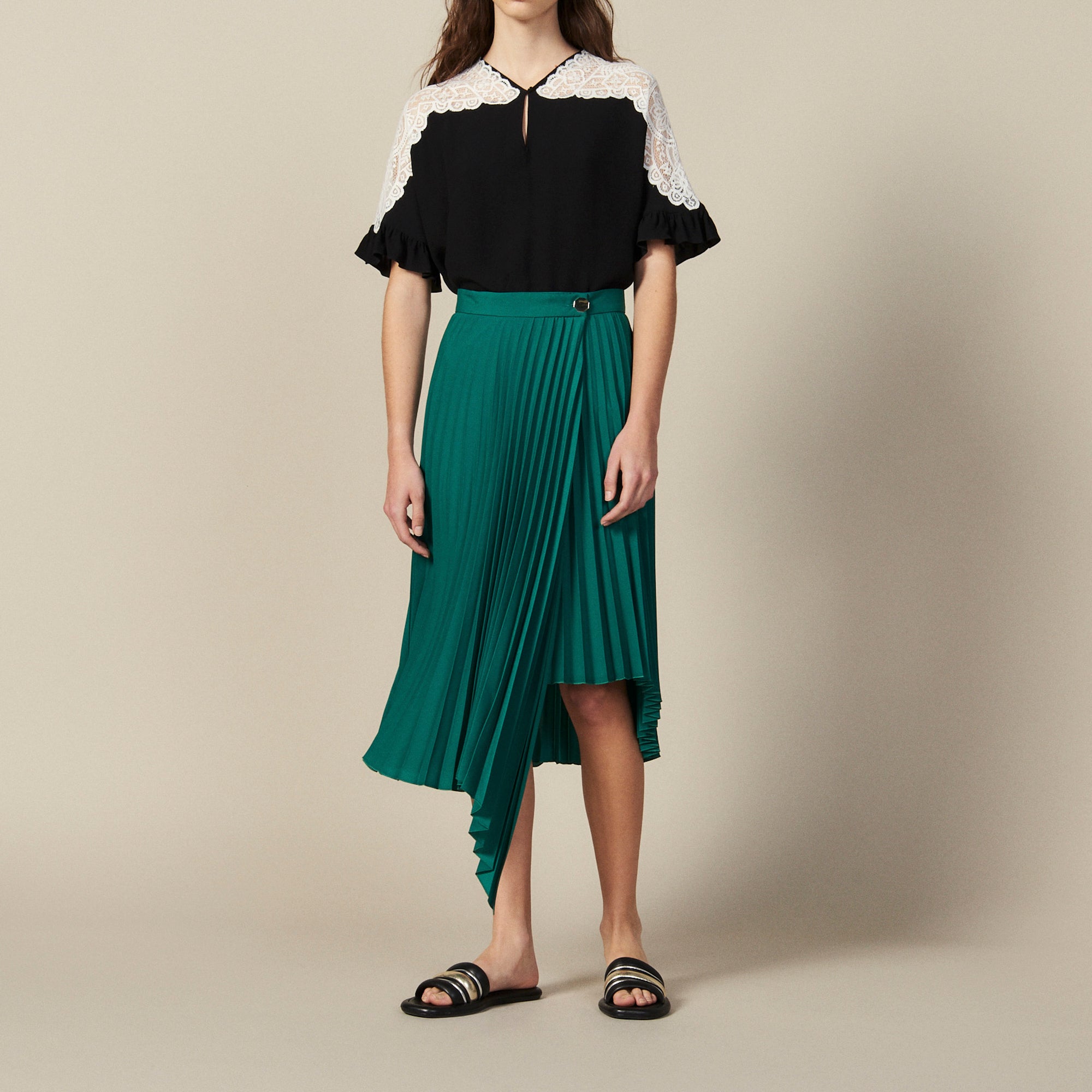 Jupe portefeuille asymétrique plissée Sandro seconde main