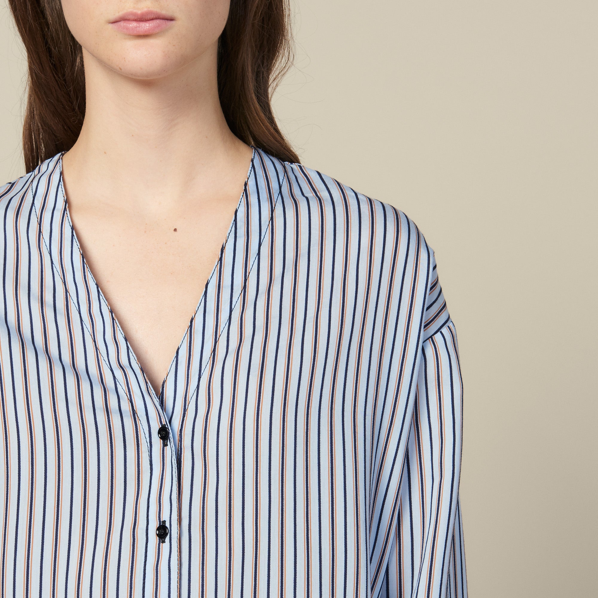 Chemisier en popeline rayée Sandro seconde main