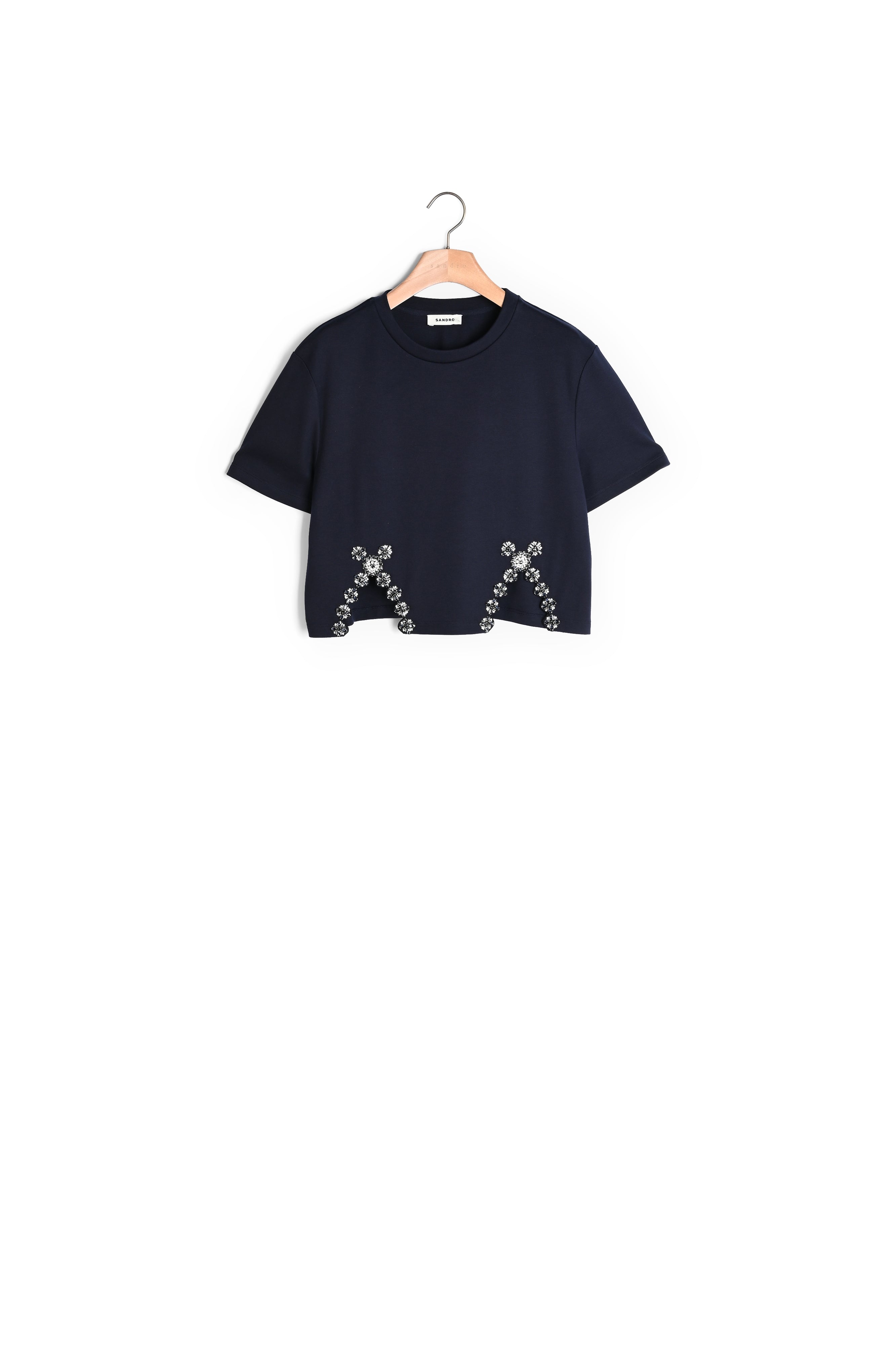 T-shirt court orné de strass Sandro seconde main