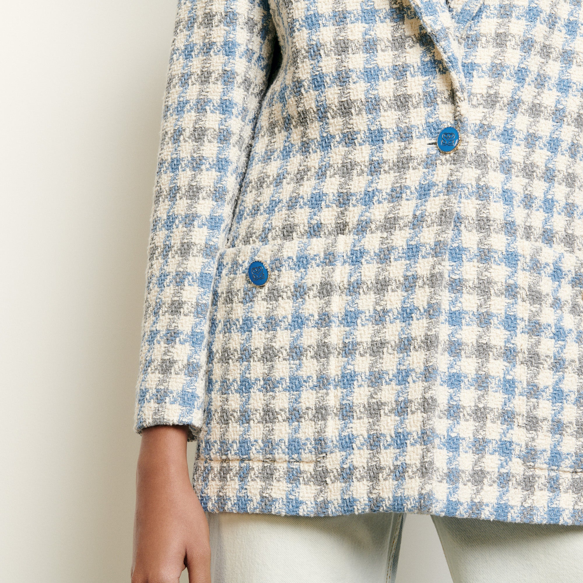 Veste tailleur en tweed pied de coq Sandro seconde main