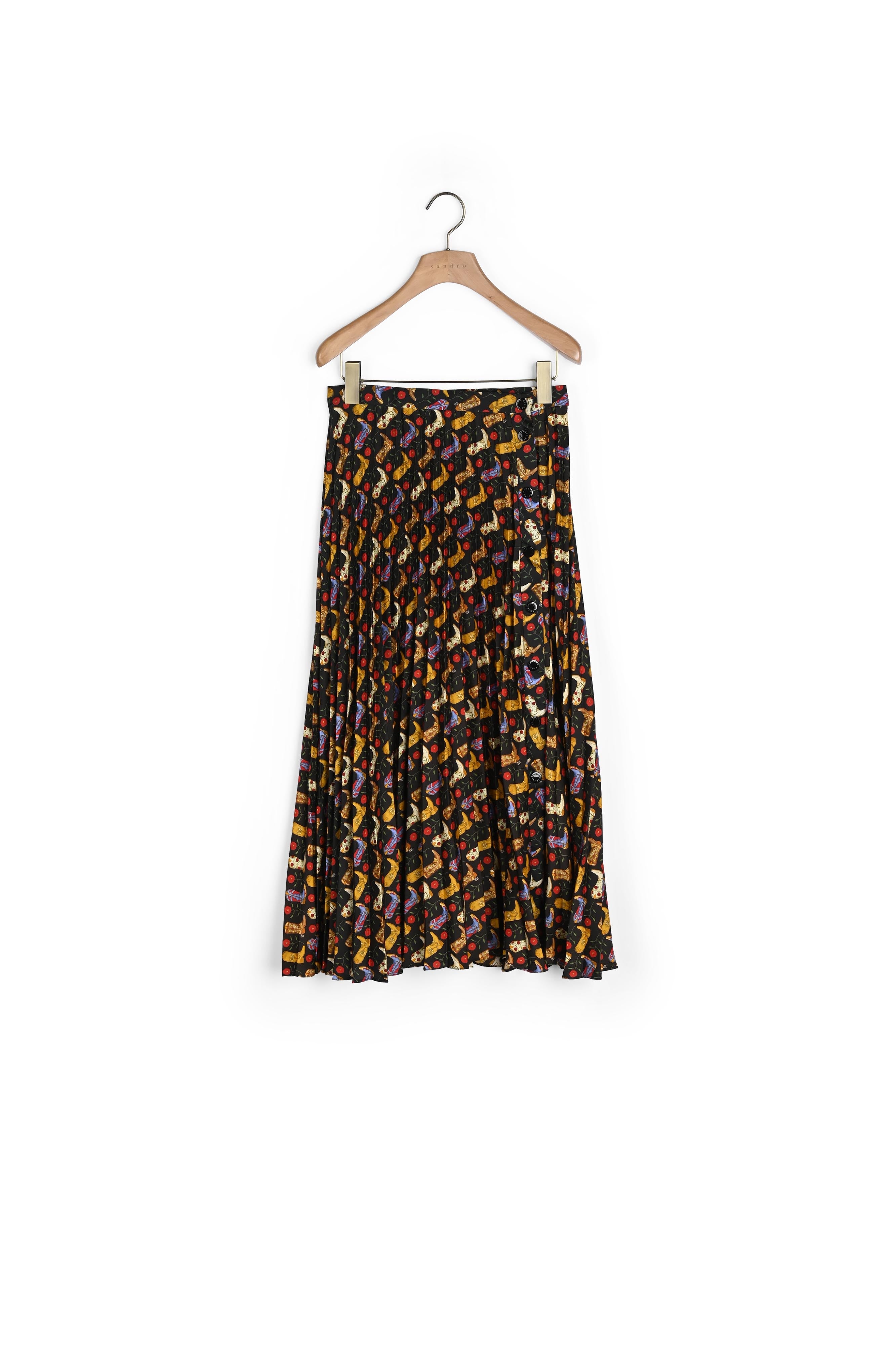 Jupe plissée portefeuille en imprimé Sandro seconde main