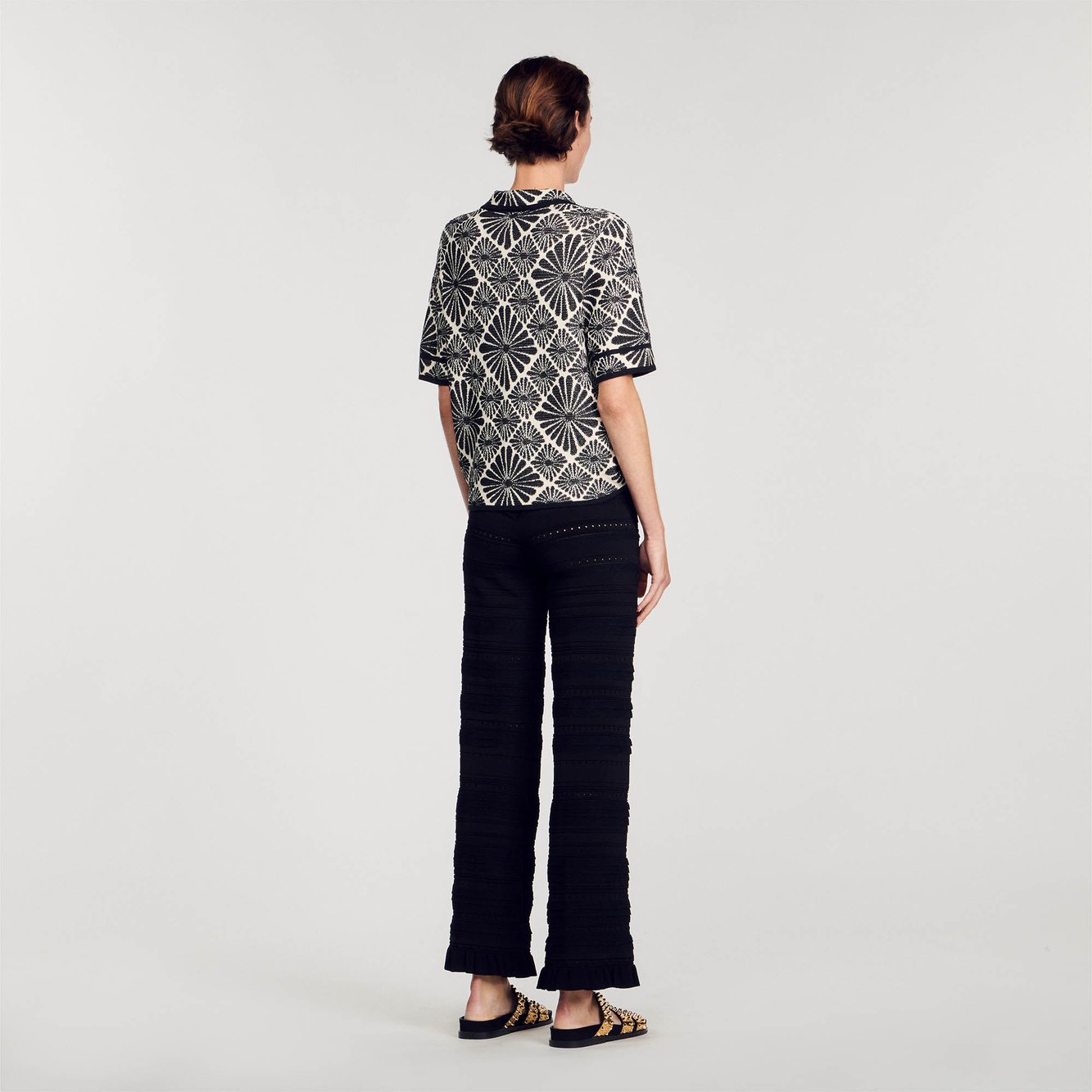 Cardigan jacquard fleurs Sandro seconde main