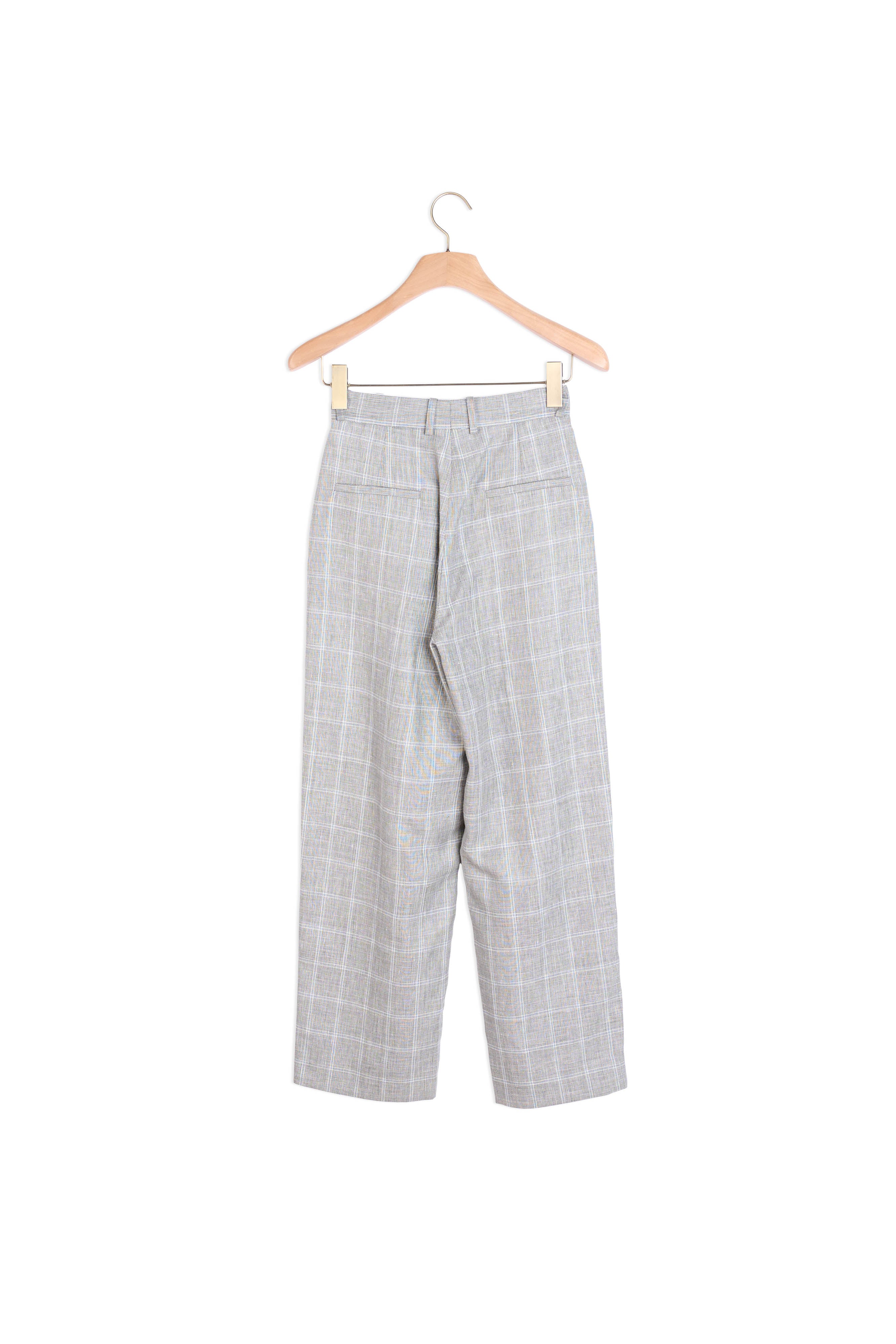 Pantalon en lin mélangé à carreaux Sandro seconde main