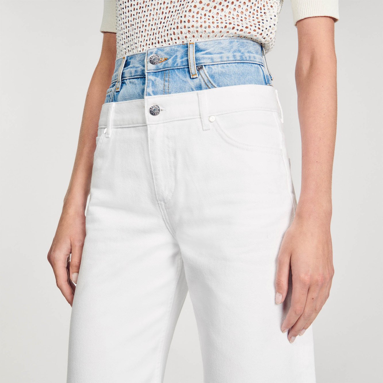Jean double ceinture bicolore Sandro seconde main