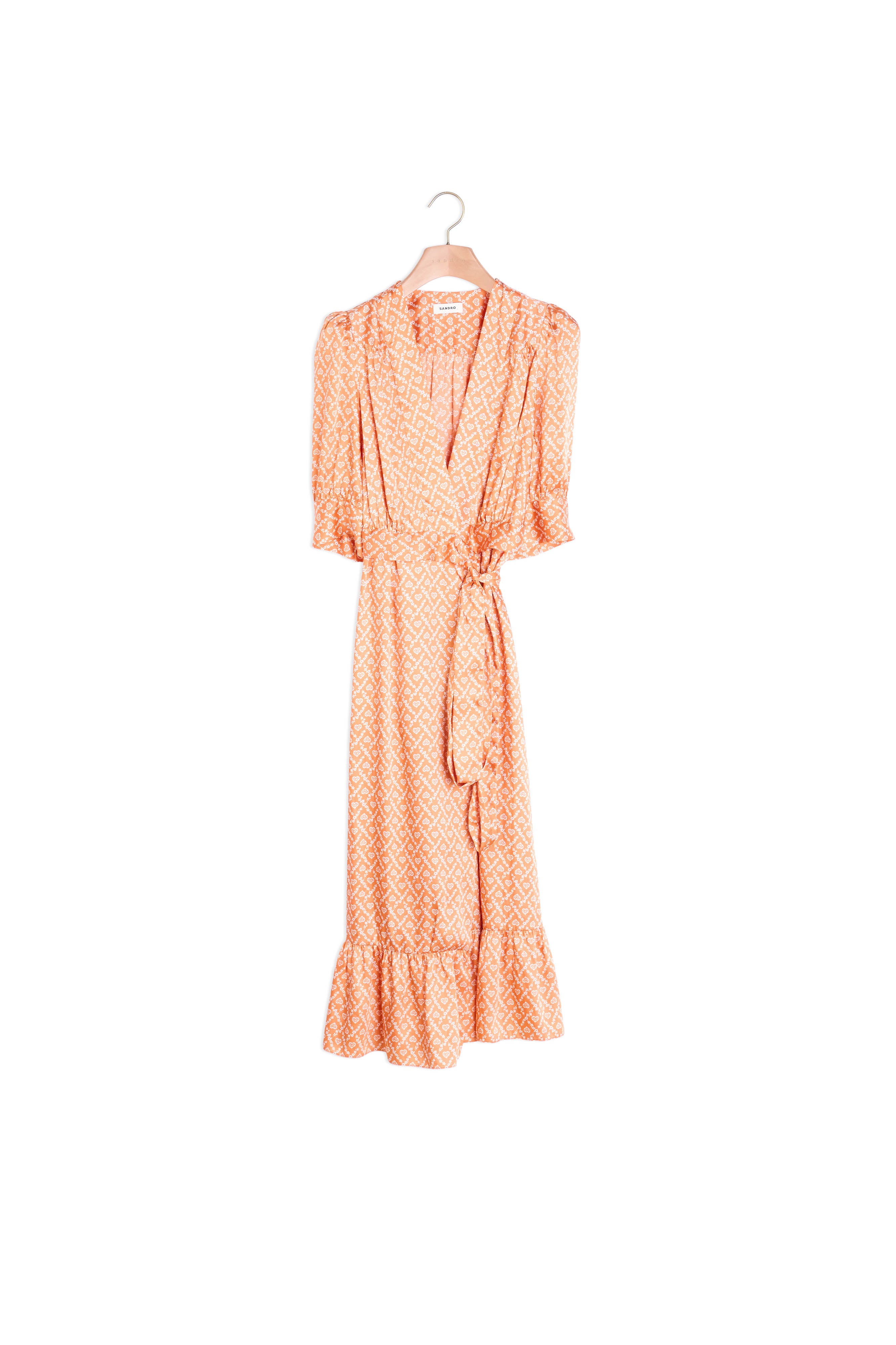 Robe longue portefeuille imprimée coeurs Sandro seconde main