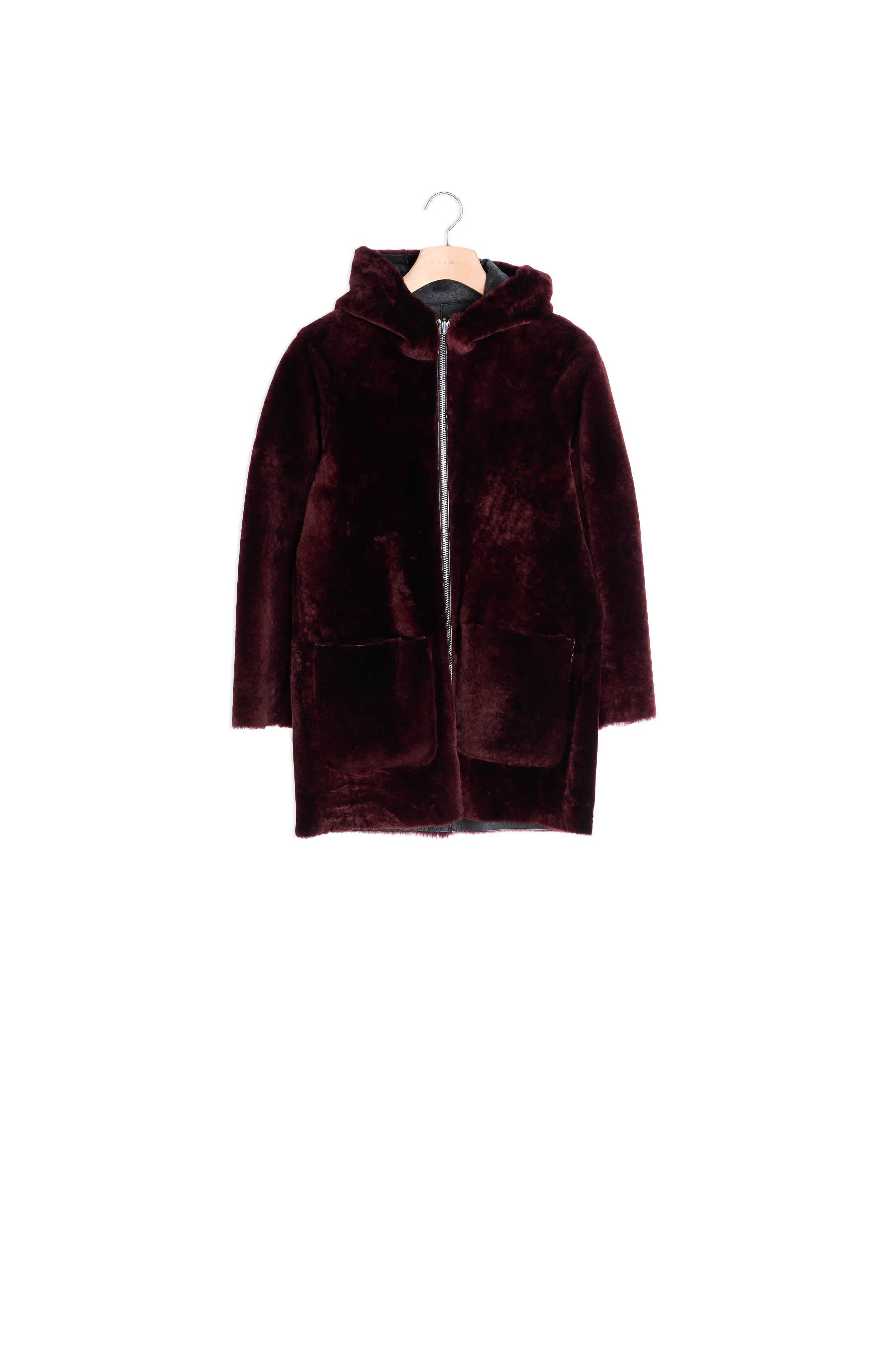 Manteau en peau lainée zippé à capuche Sandro seconde main