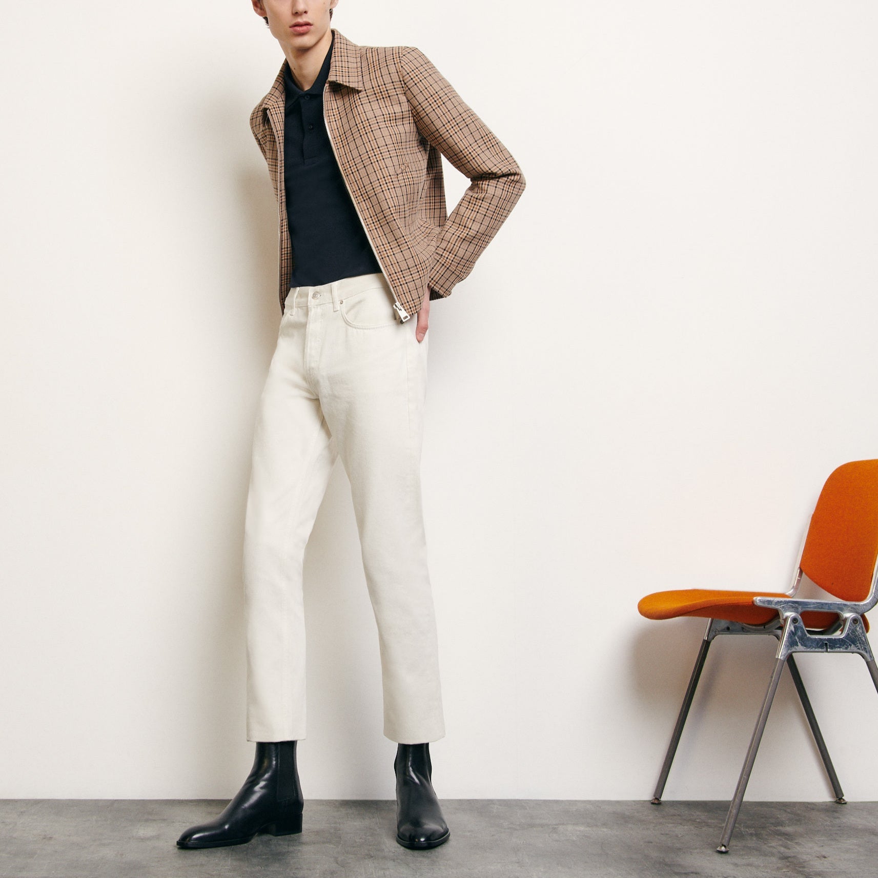 Blouson à carreaux fantaisie Sandro seconde main