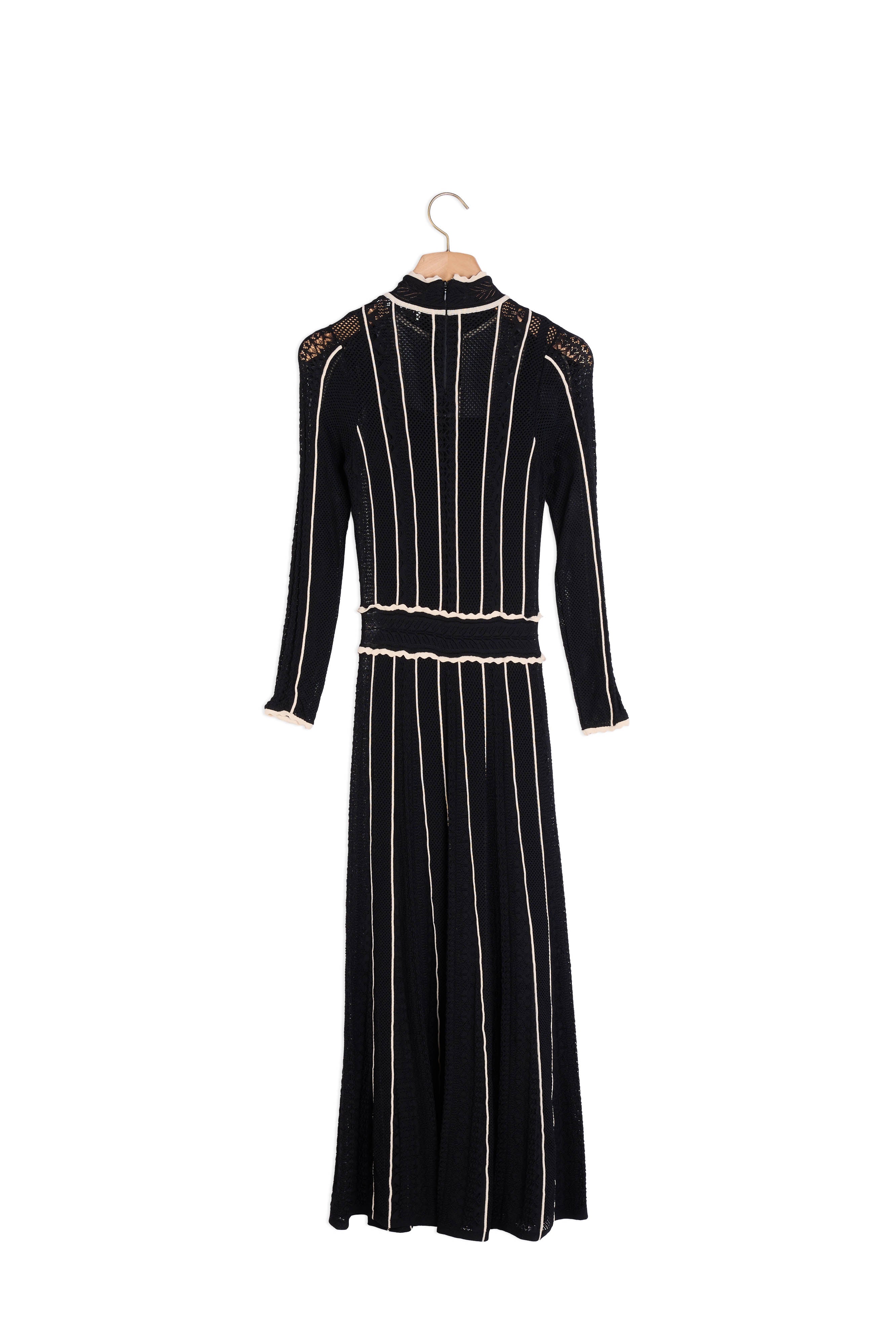 Robe longue en pointelle bicolore Sandro seconde main
